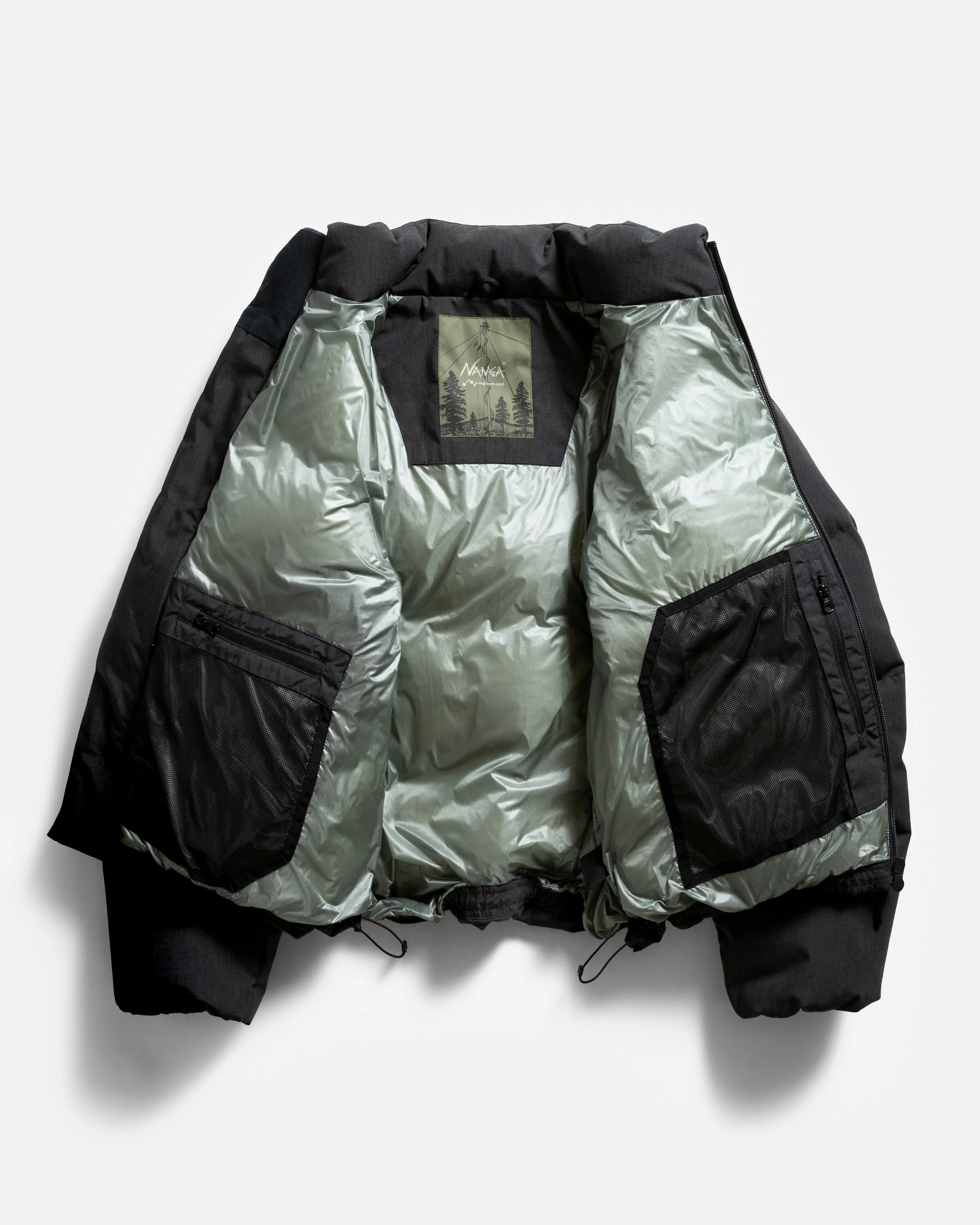 18 EAST / NANGA LOOKOUT DOWN JACKET - CHARCOAL MELANGE TAKIBI / SILVERBLUE 15DN RIPSTOP NYLON - Image 5