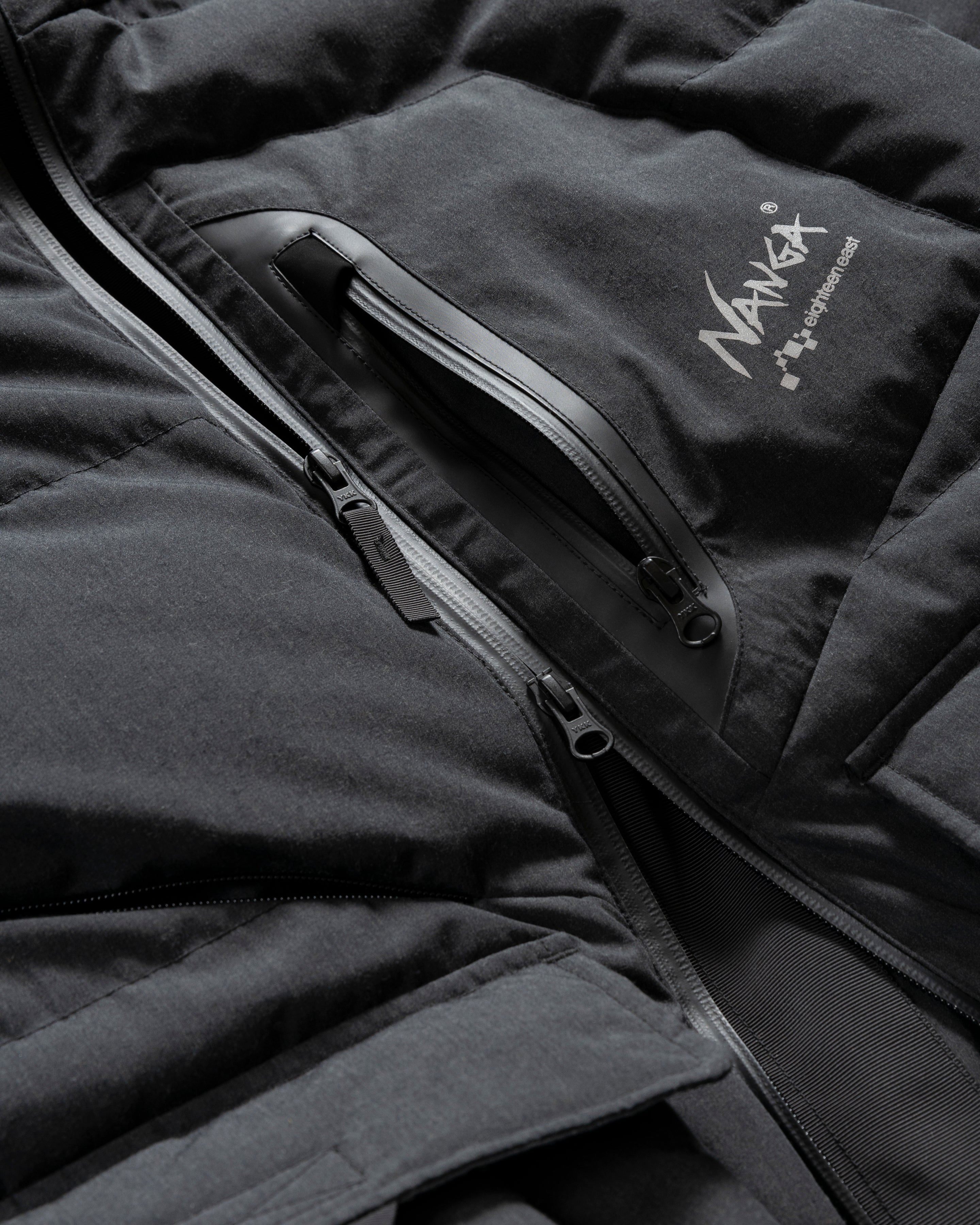18 EAST / NANGA LOOKOUT DOWN JACKET - CHARCOAL MELANGE TAKIBI / SILVERBLUE 15DN RIPSTOP NYLON - Image 6