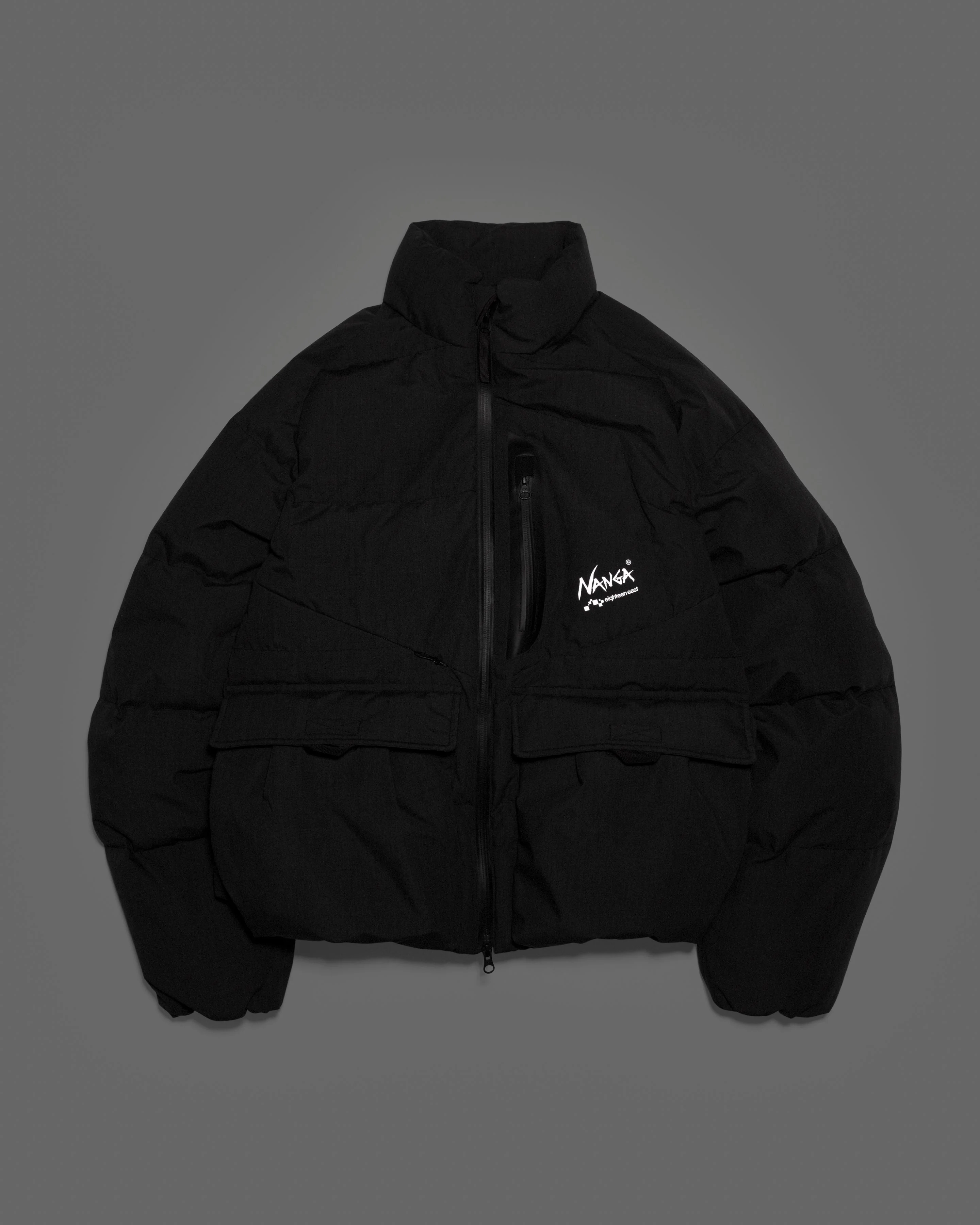 18 EAST / NANGA LOOKOUT DOWN JACKET - CHARCOAL MELANGE TAKIBI / SILVERBLUE 15DN RIPSTOP NYLON - Image 7