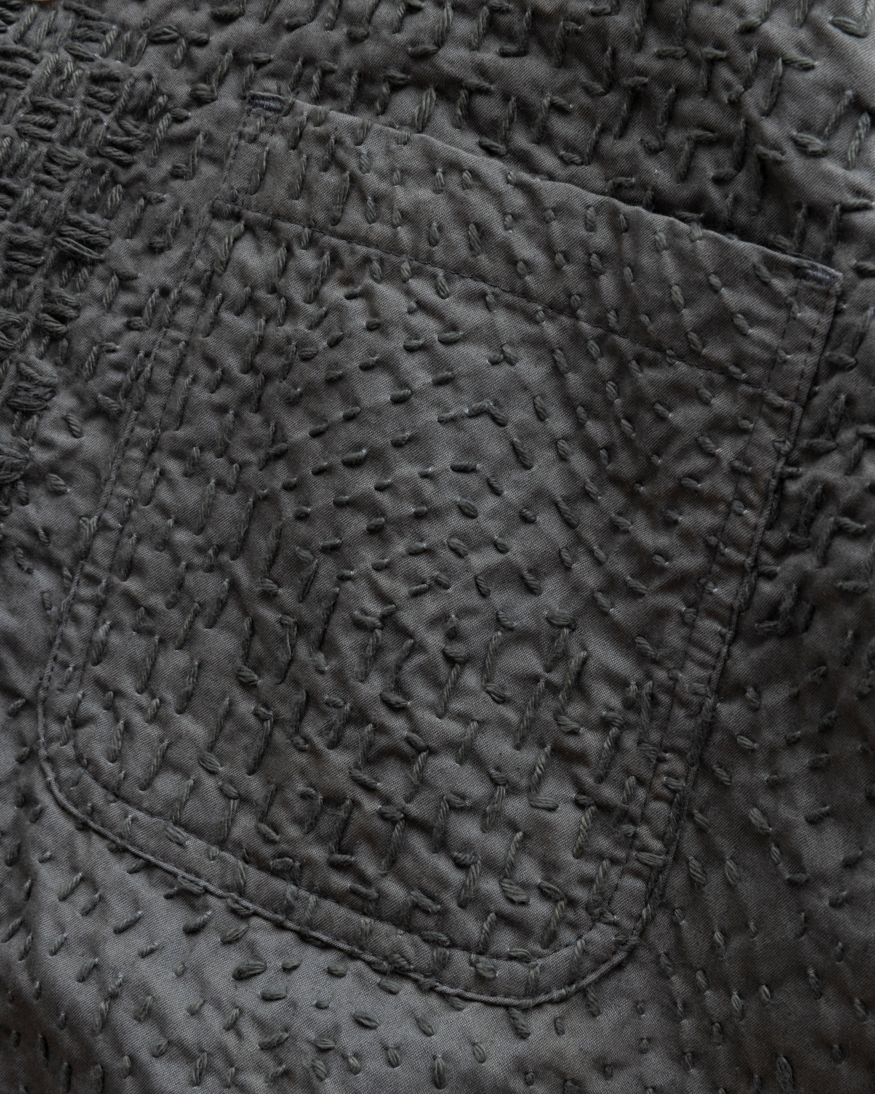 S/S AIKEN SHIRT - TONAL SAGE PATCHWORK KANTHA STITCHED COTTON - Image 3