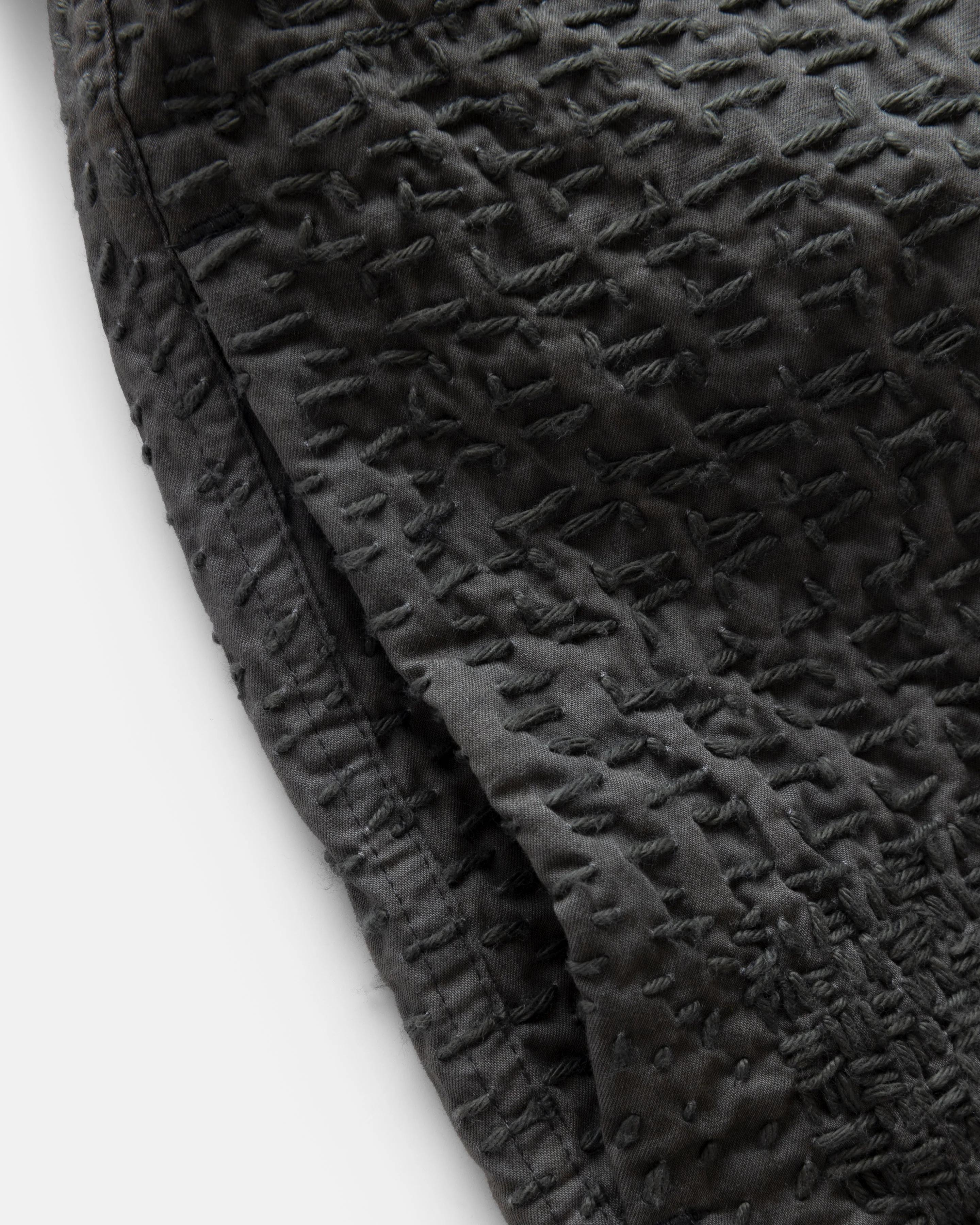 S/S AIKEN SHIRT - TONAL SAGE PATCHWORK KANTHA STITCHED COTTON - Image 4