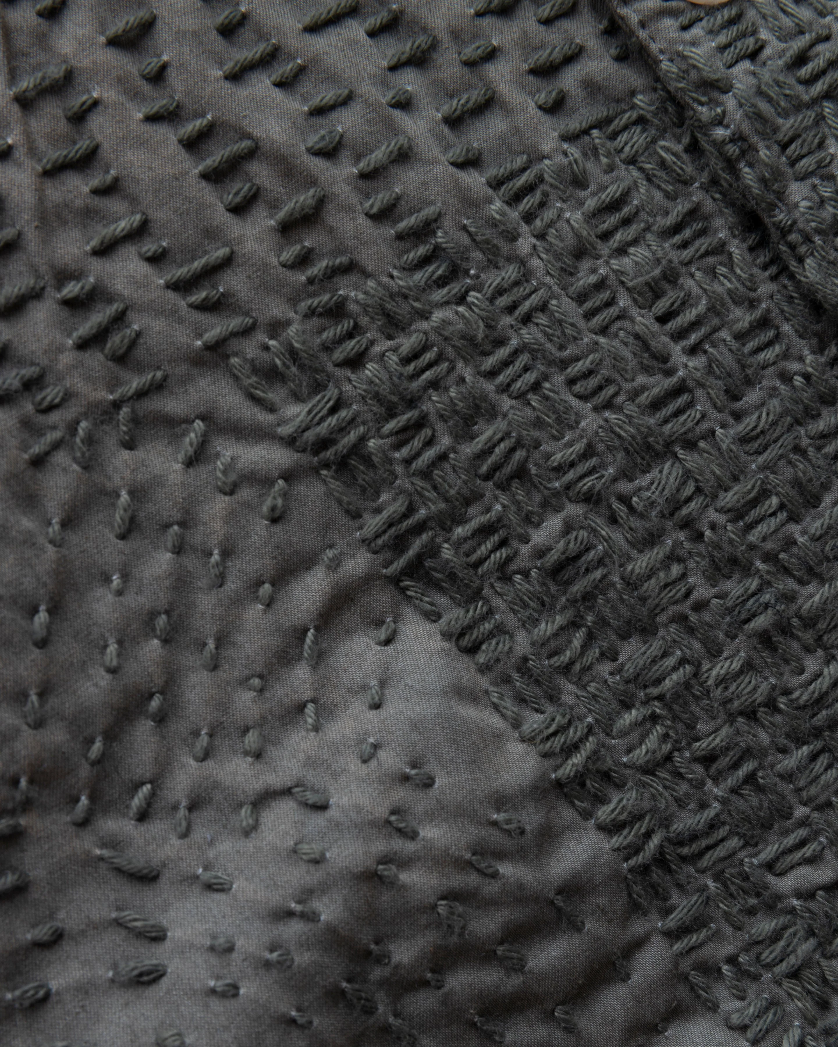 S/S AIKEN SHIRT - TONAL SAGE PATCHWORK KANTHA STITCHED COTTON - Image 5