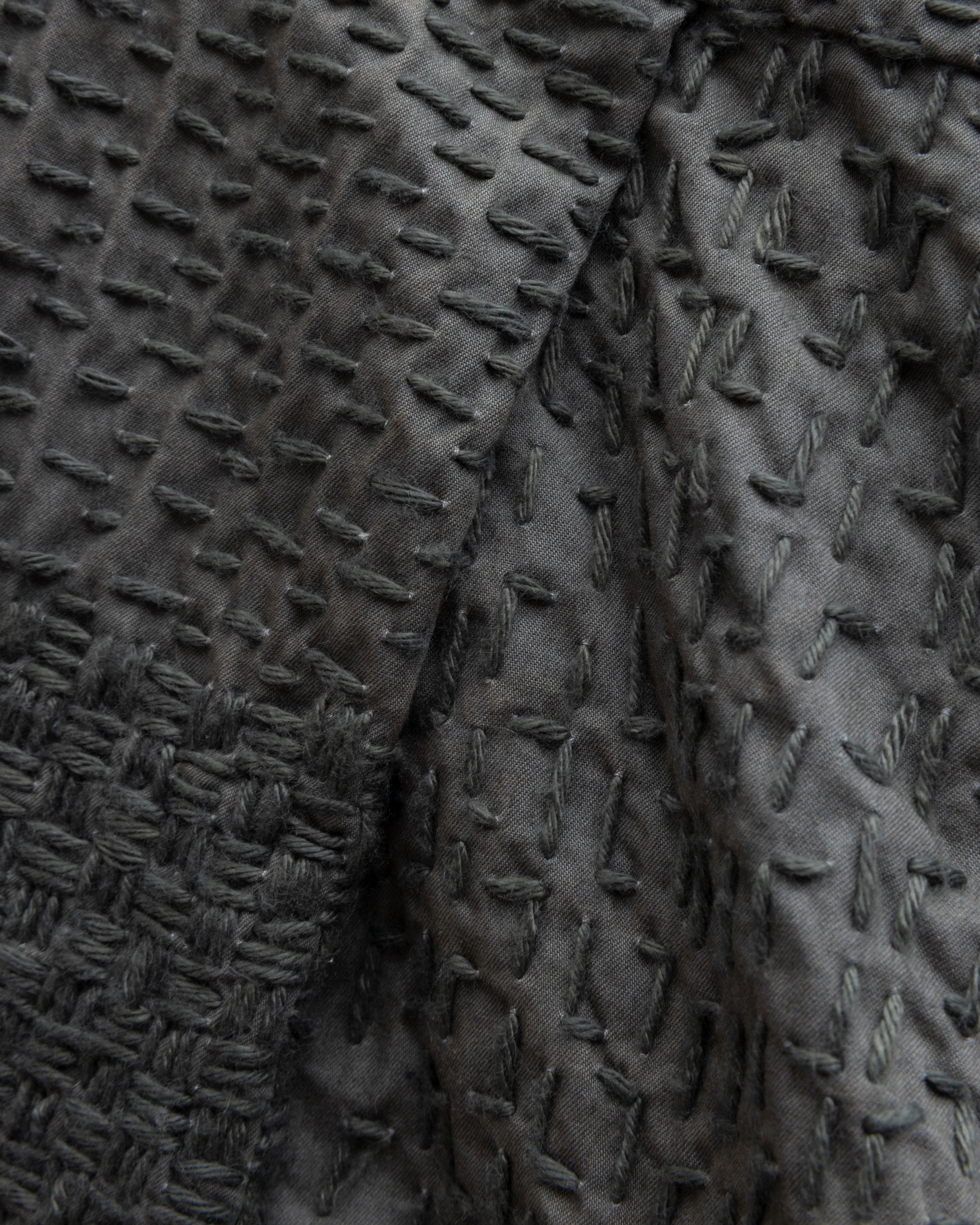 S/S AIKEN SHIRT - TONAL SAGE PATCHWORK KANTHA STITCHED COTTON - Image 6