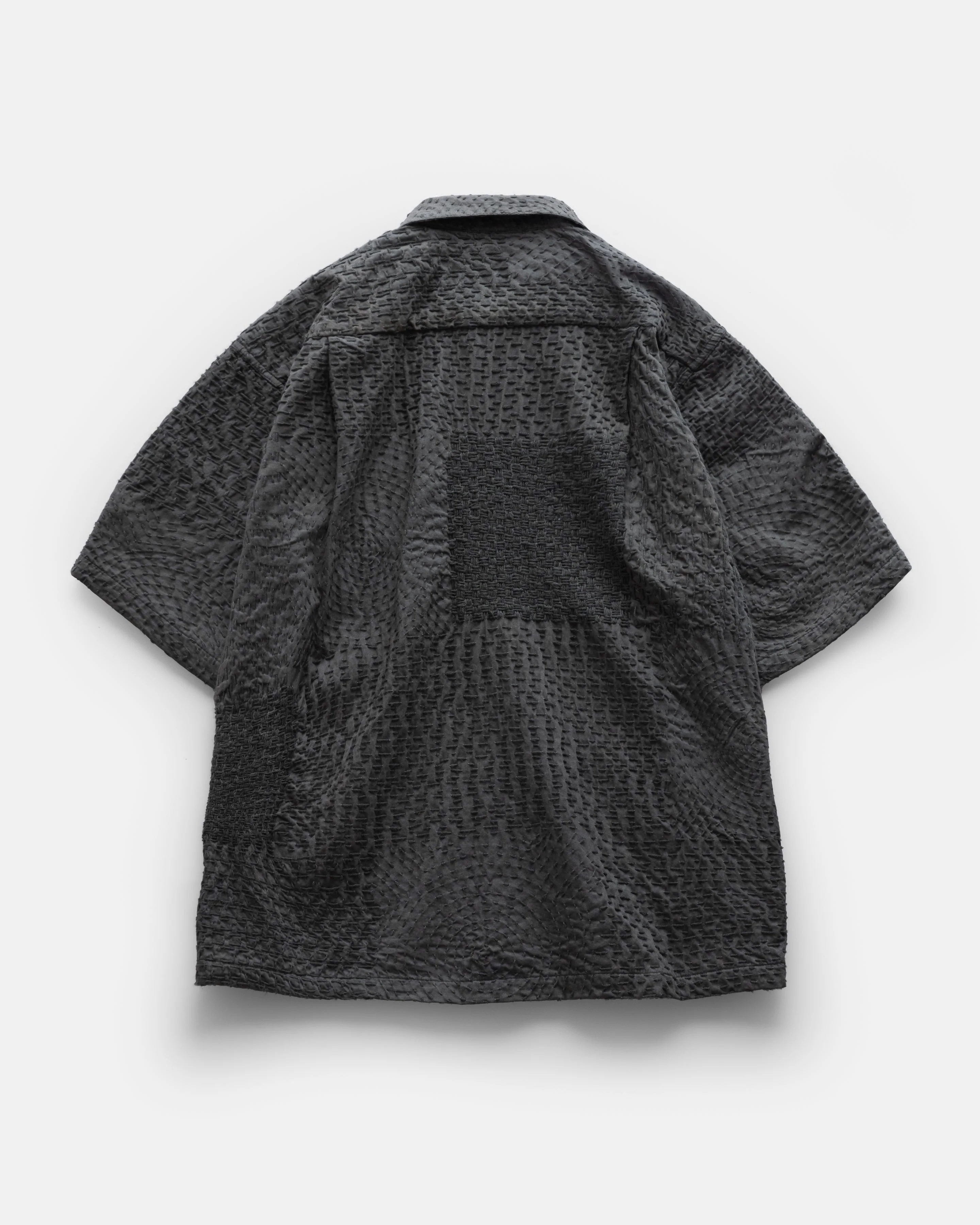 S/S AIKEN SHIRT - TONAL SAGE PATCHWORK KANTHA STITCHED COTTON - Image 7