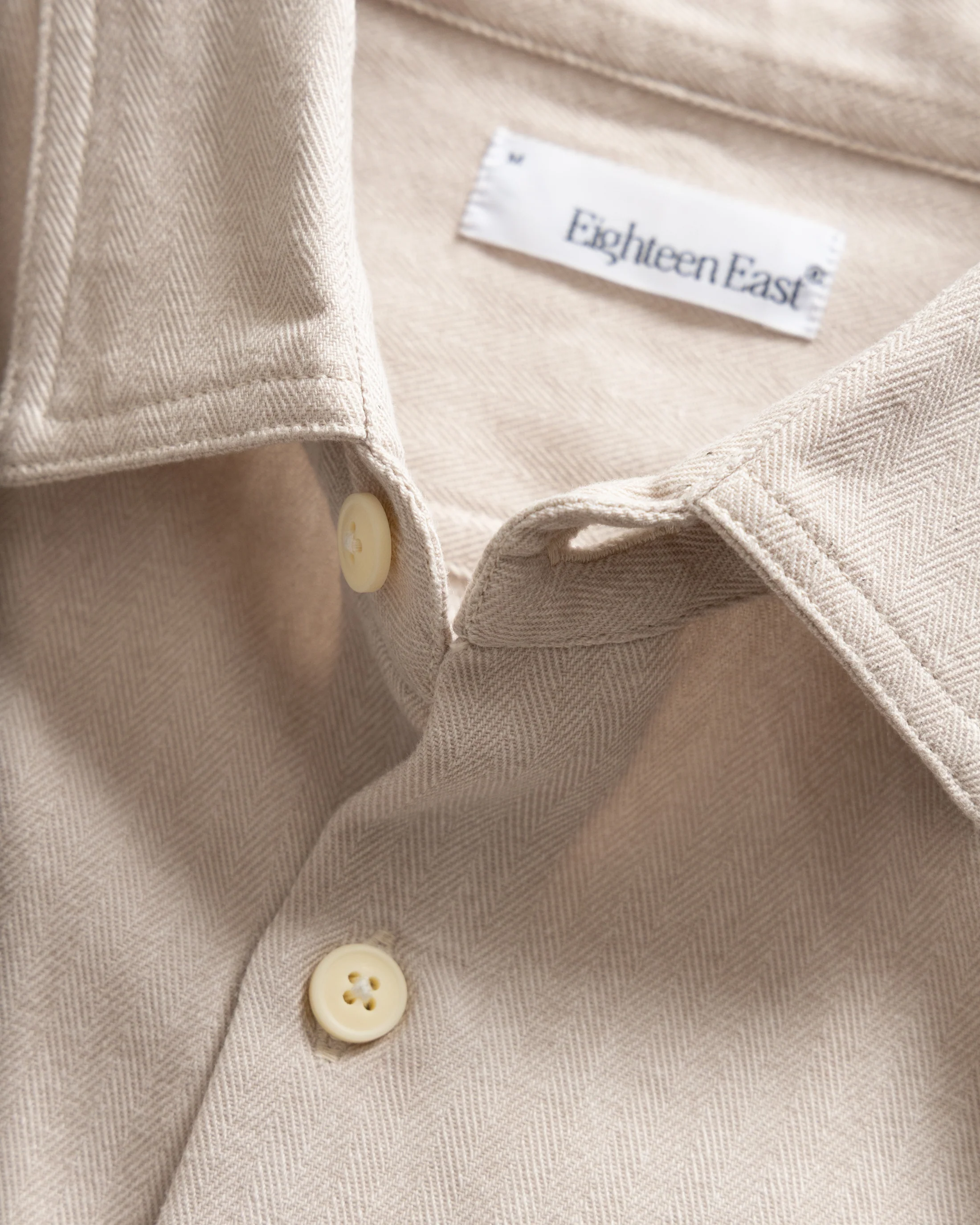 ALBERTO "PER LAVORO" SHIRT - ECRU YARN DYED HBT MIL-SPEC COTTON - Image 2