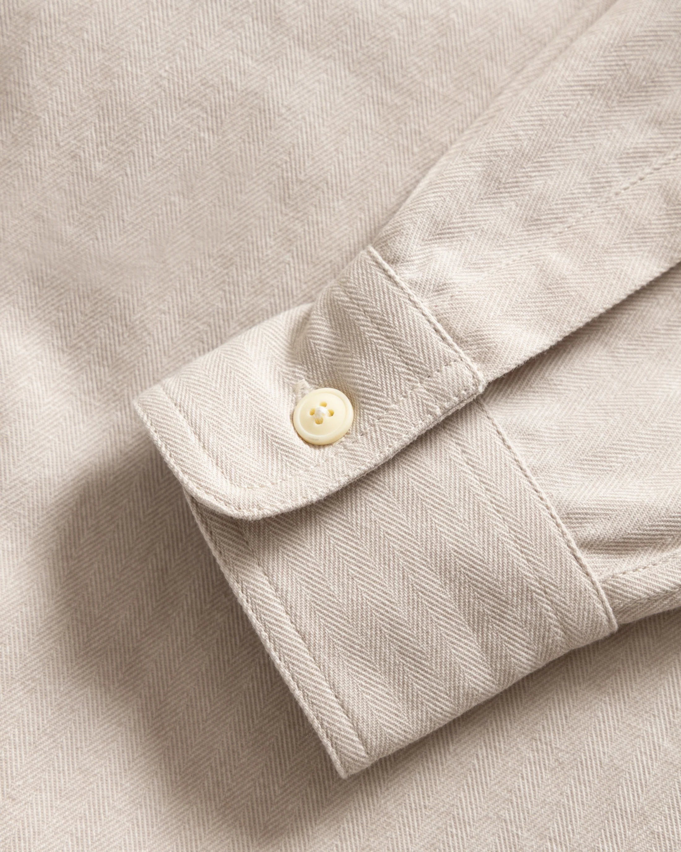 ALBERTO "PER LAVORO" SHIRT - ECRU YARN DYED HBT MIL-SPEC COTTON - Image 5