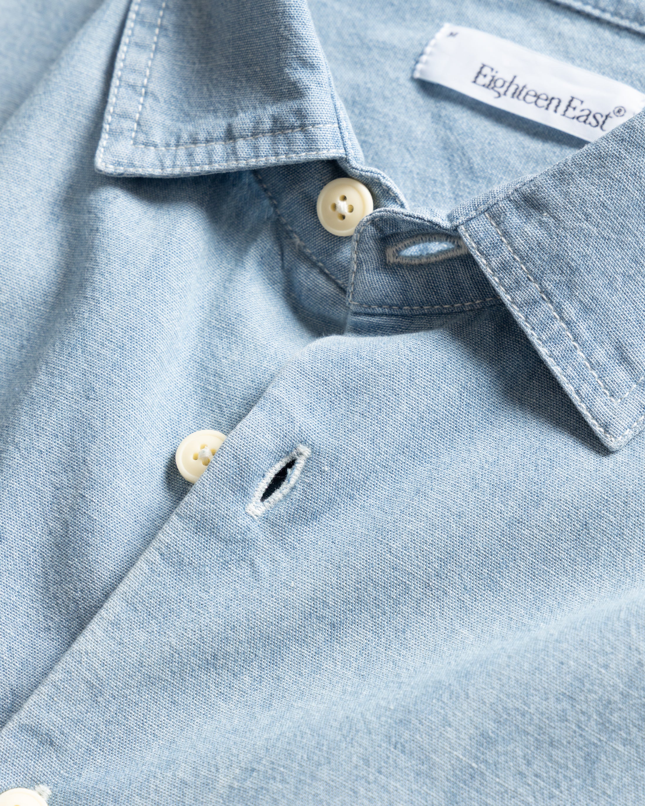 ALBERTO "PER LAVORO" SHIRT - BLEACHED INDIGO HANDWOVEN CHAMBRAY - Image 2
