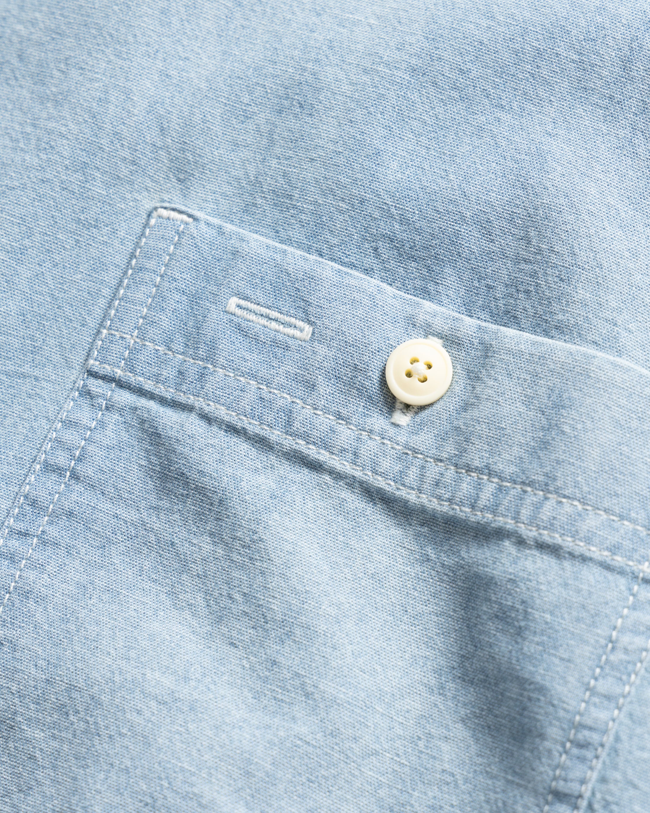 ALBERTO "PER LAVORO" SHIRT - BLEACHED INDIGO HANDWOVEN CHAMBRAY - Image 3