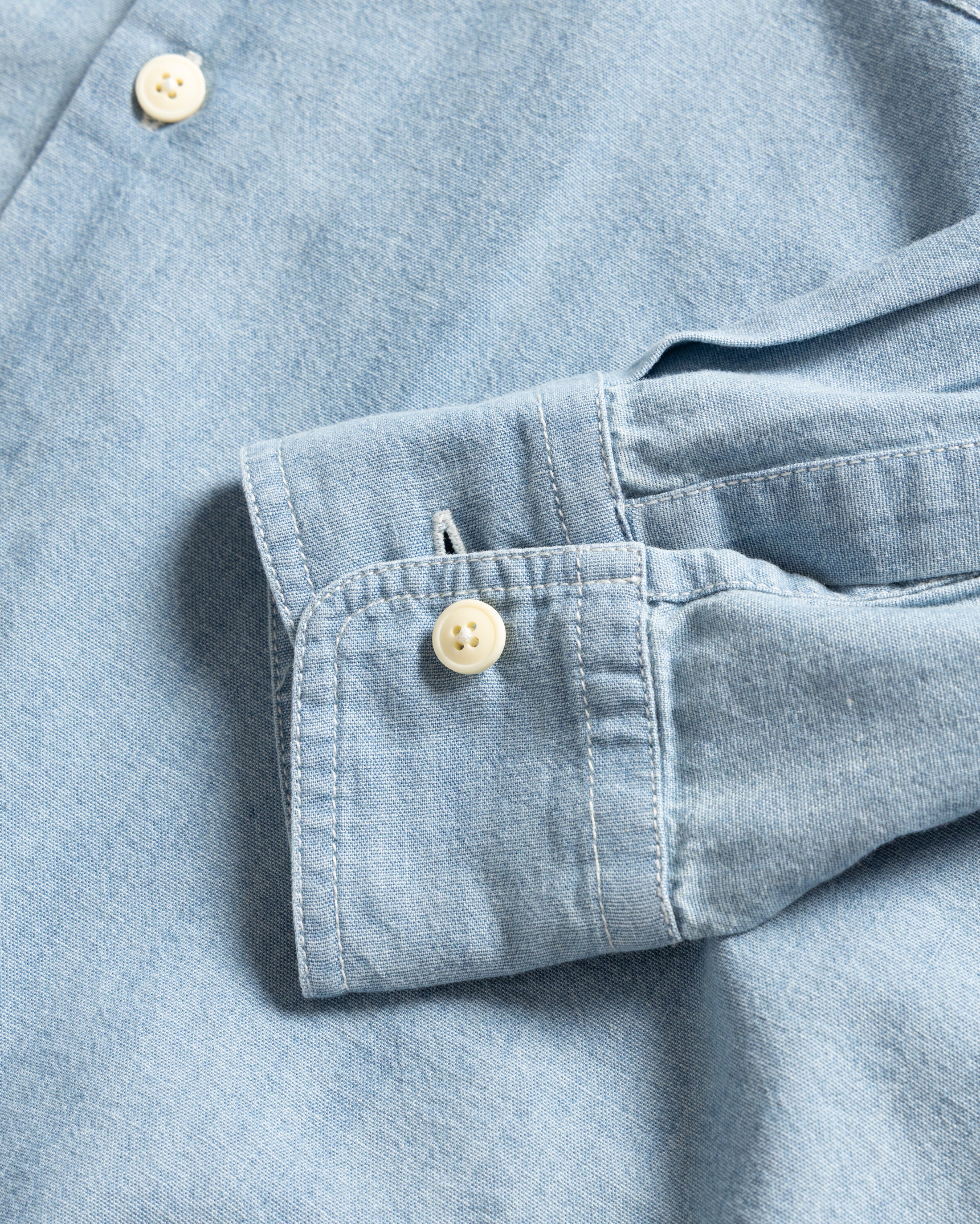 ALBERTO "PER LAVORO" SHIRT - BLEACHED INDIGO HANDWOVEN CHAMBRAY - Image 4
