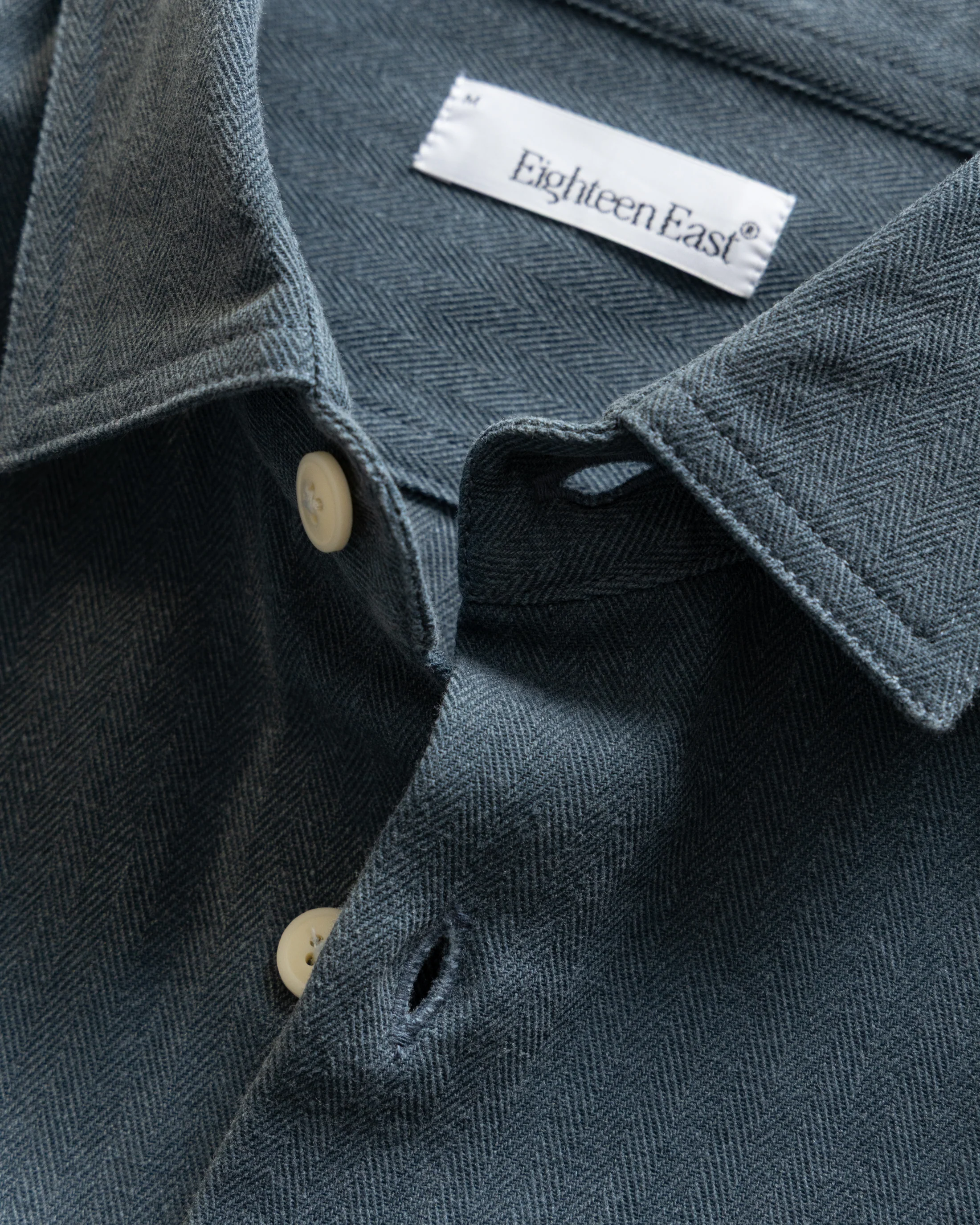 ALBERTO "PER LAVORO" SHIRT - DUSTY NAVY YARN DYED HBT MIL-SPEC COTTON - Image 2