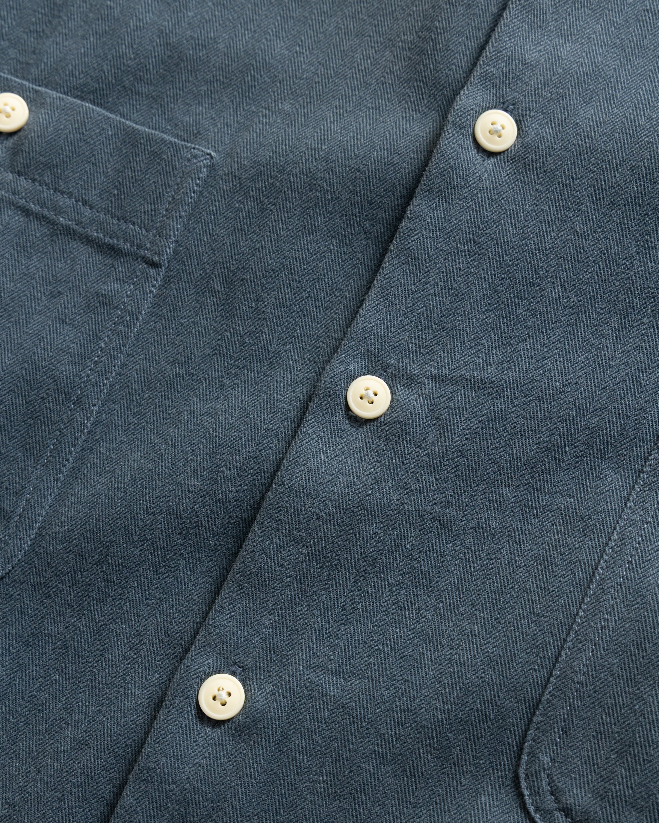 ALBERTO "PER LAVORO" SHIRT - DUSTY NAVY YARN DYED HBT MIL-SPEC COTTON - Image 4