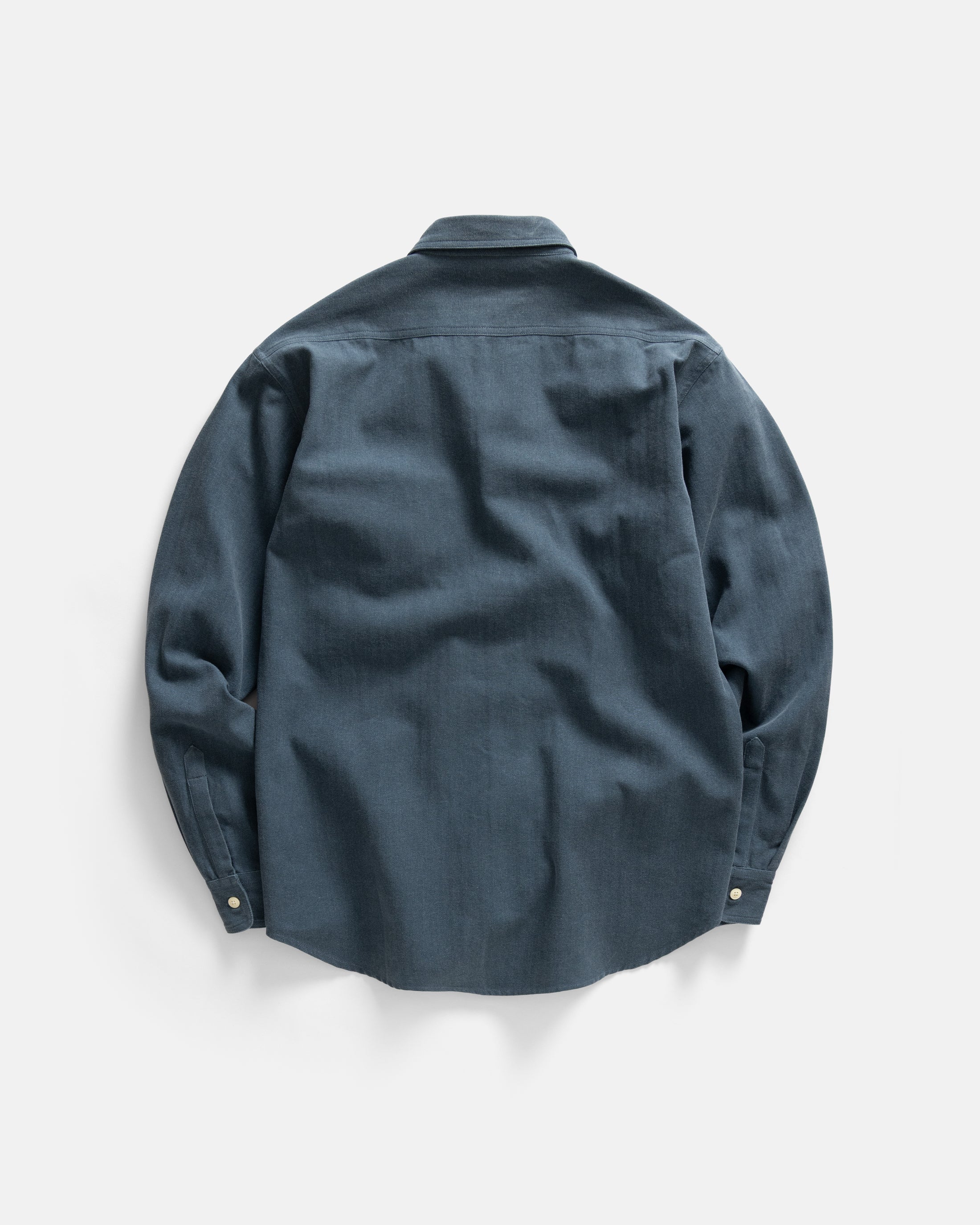 ALBERTO "PER LAVORO" SHIRT - DUSTY NAVY YARN DYED HBT MIL-SPEC COTTON - Image 6