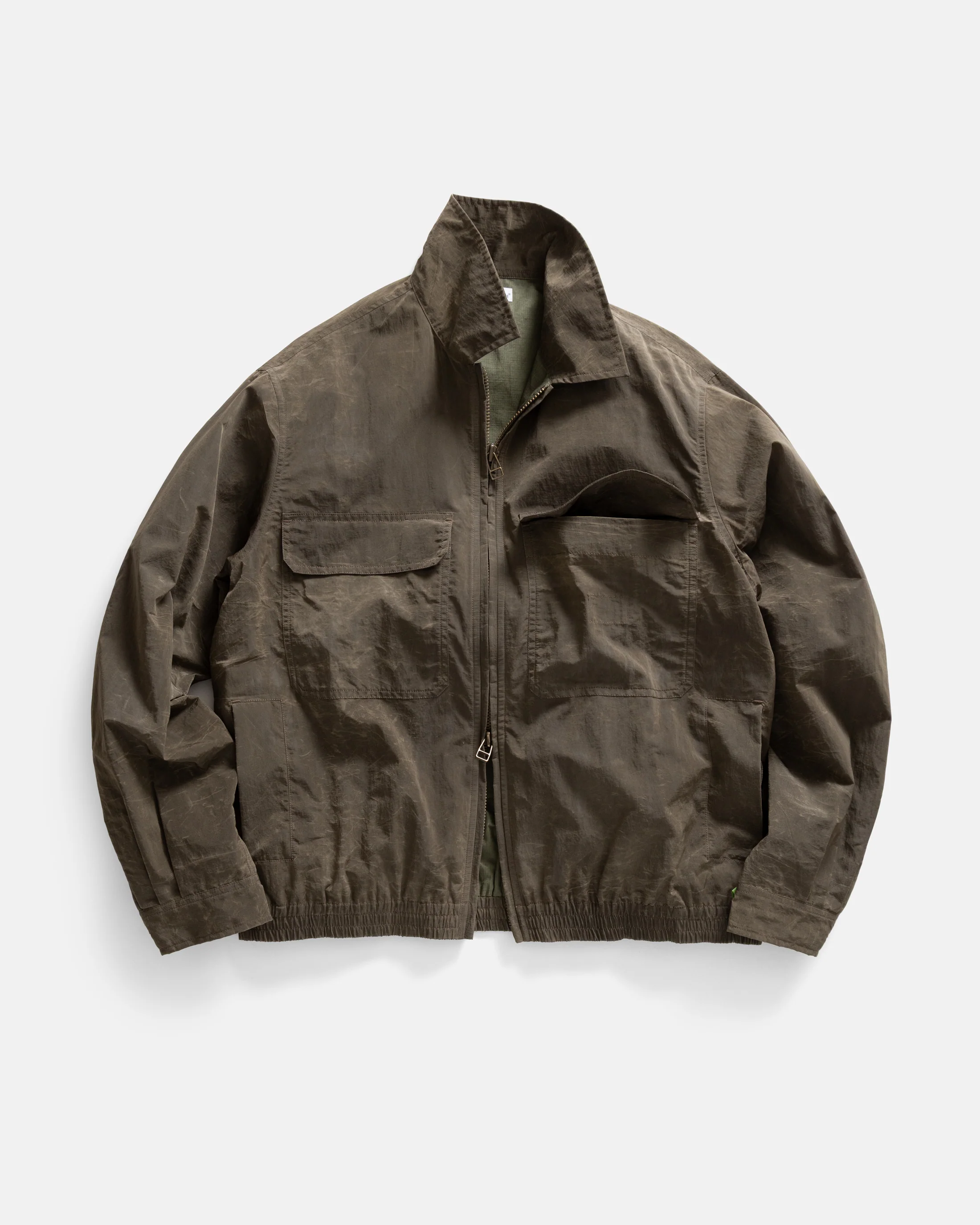 ALE FULL-ZIP BLOUSON - OLIVE BROWN WAXED NYLON - Image 2