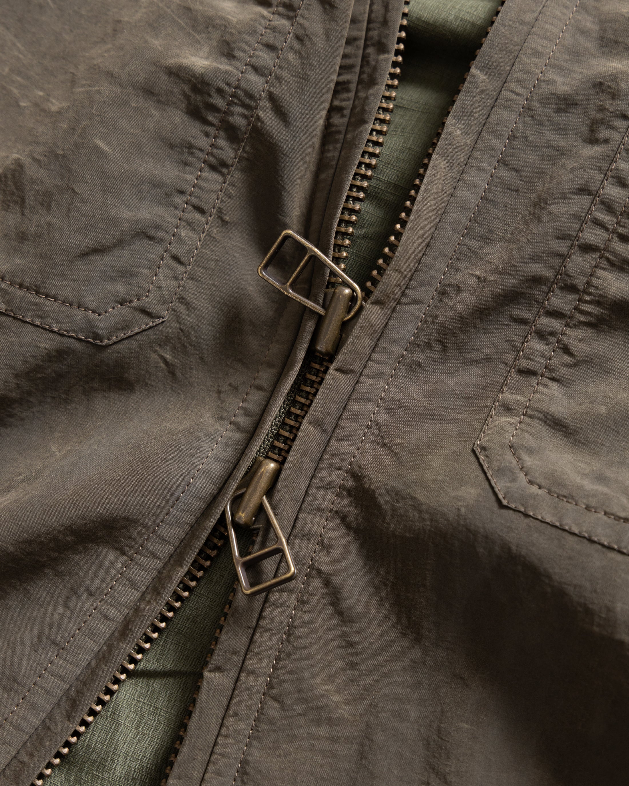 ALE FULL-ZIP BLOUSON - OLIVE BROWN WAXED NYLON - Image 4