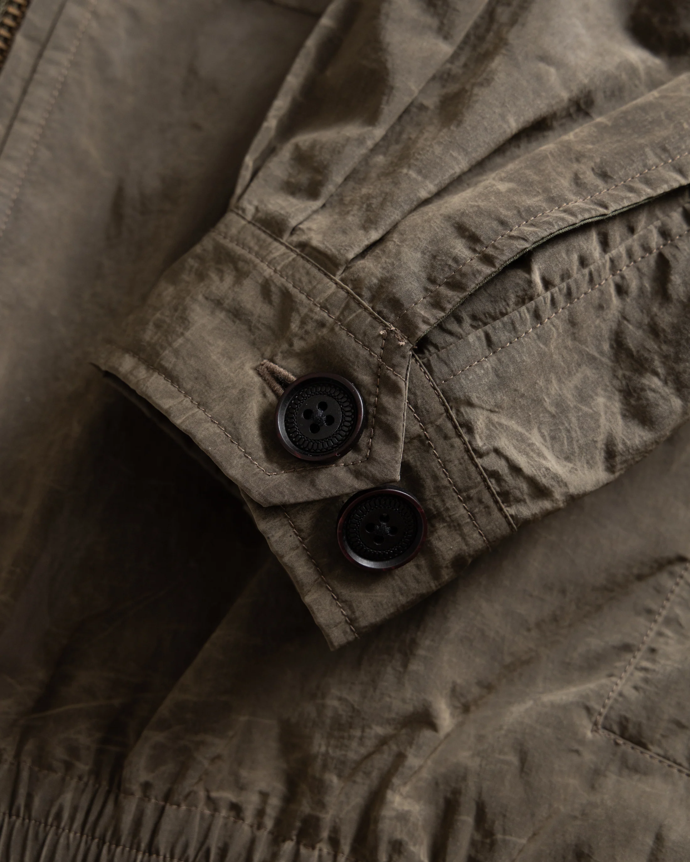 ALE FULL-ZIP BLOUSON - OLIVE BROWN WAXED NYLON - Image 6