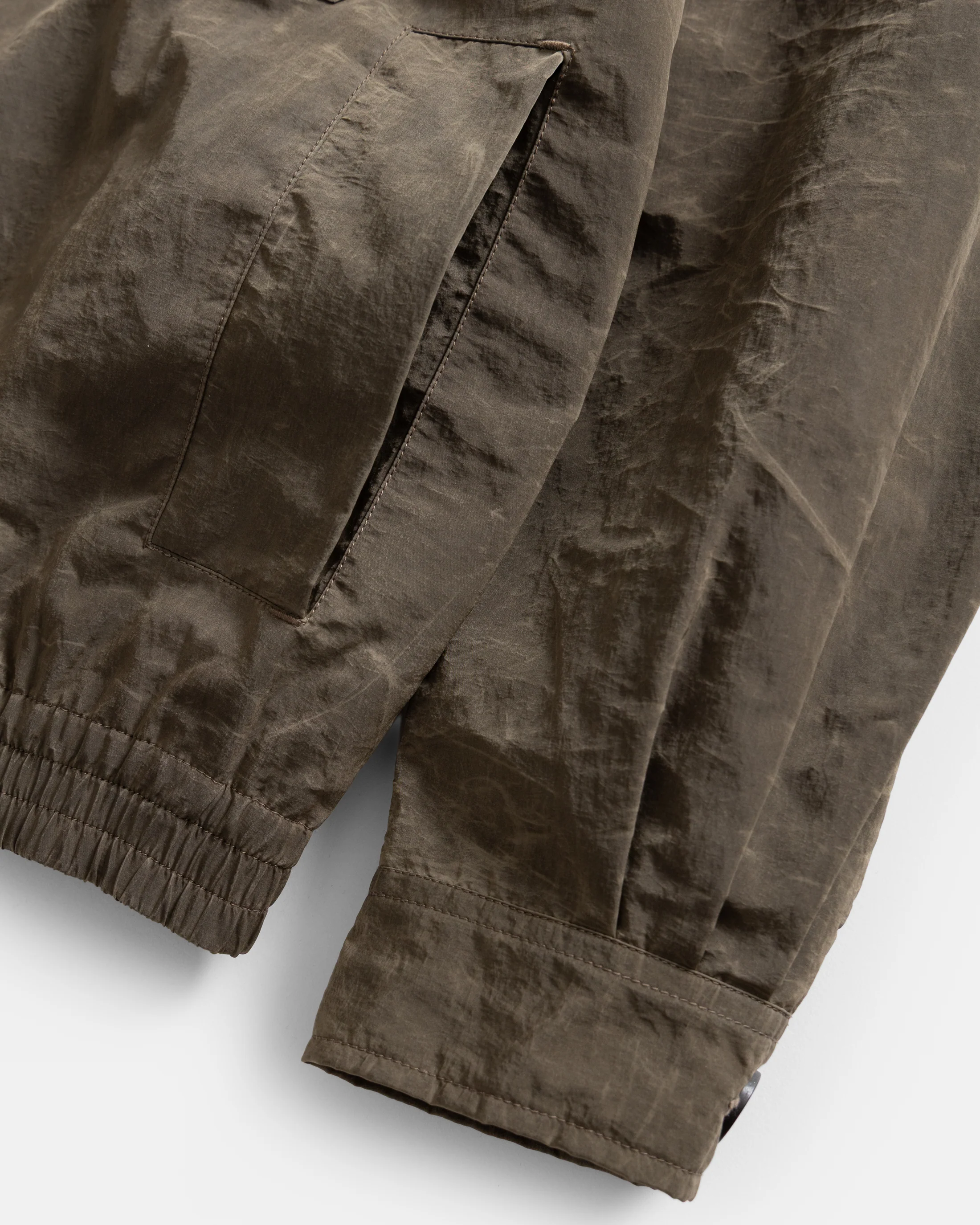 ALE FULL-ZIP BLOUSON - OLIVE BROWN WAXED NYLON - Image 7