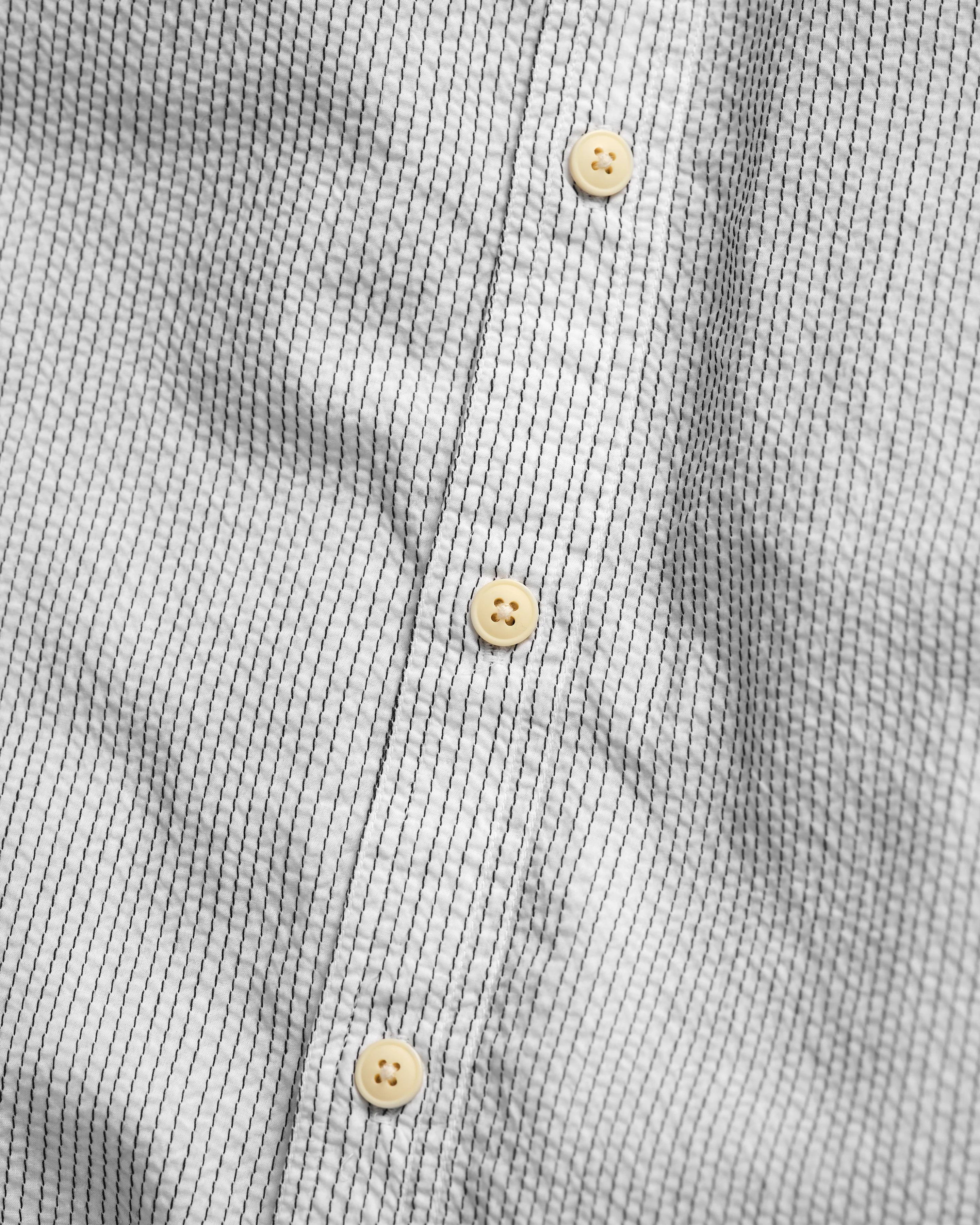 AMER EASTERN BUTTON DOWN SHIRT - WHITE POPLIN WITH BLACK EMBROIDERED PENCIL STRIPES - Image 5
