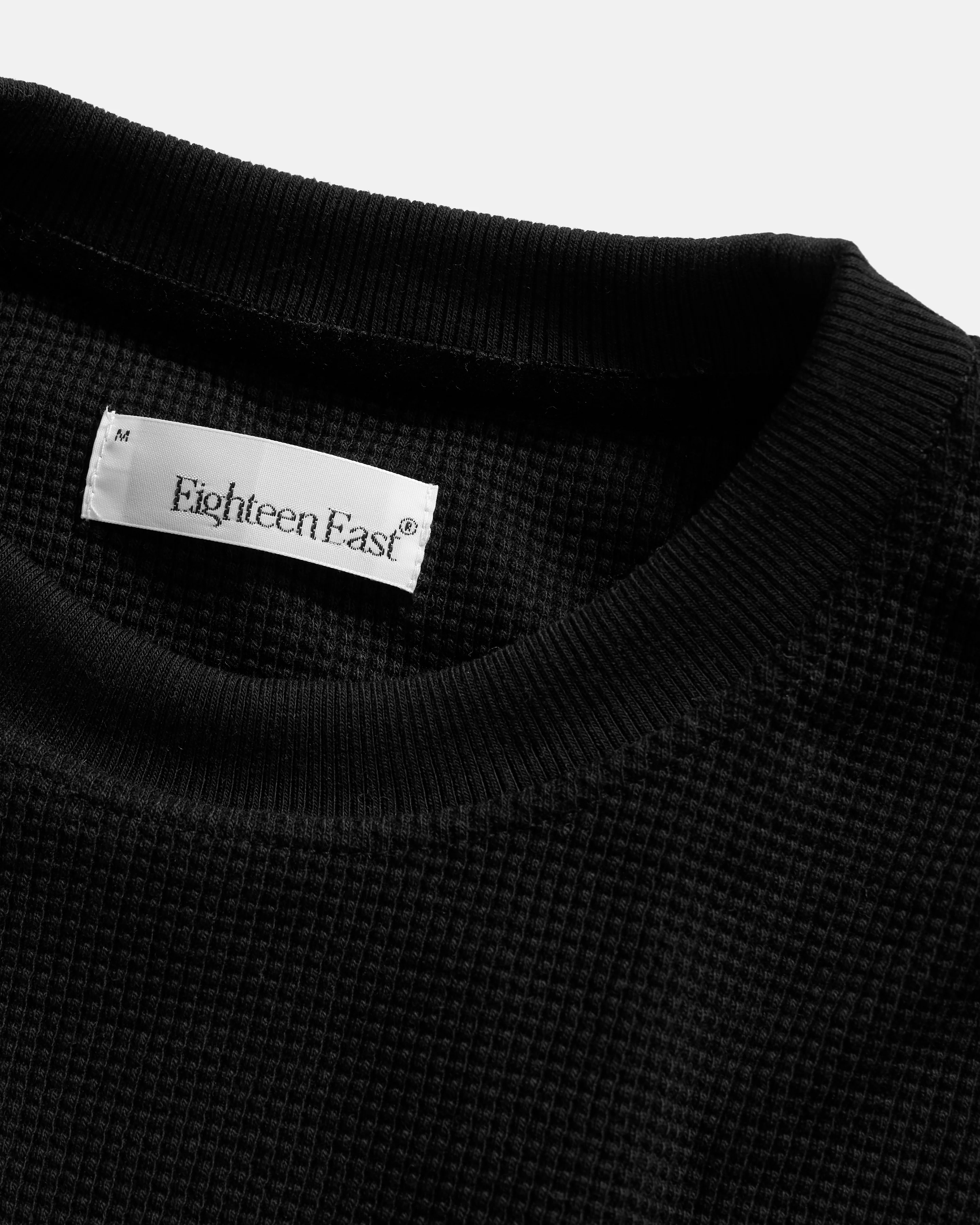 ARIZ LONG SLEEVE CREWNECK - BLACK LIGHTWEIGHT TECH COTTON THERMAL - Image 2