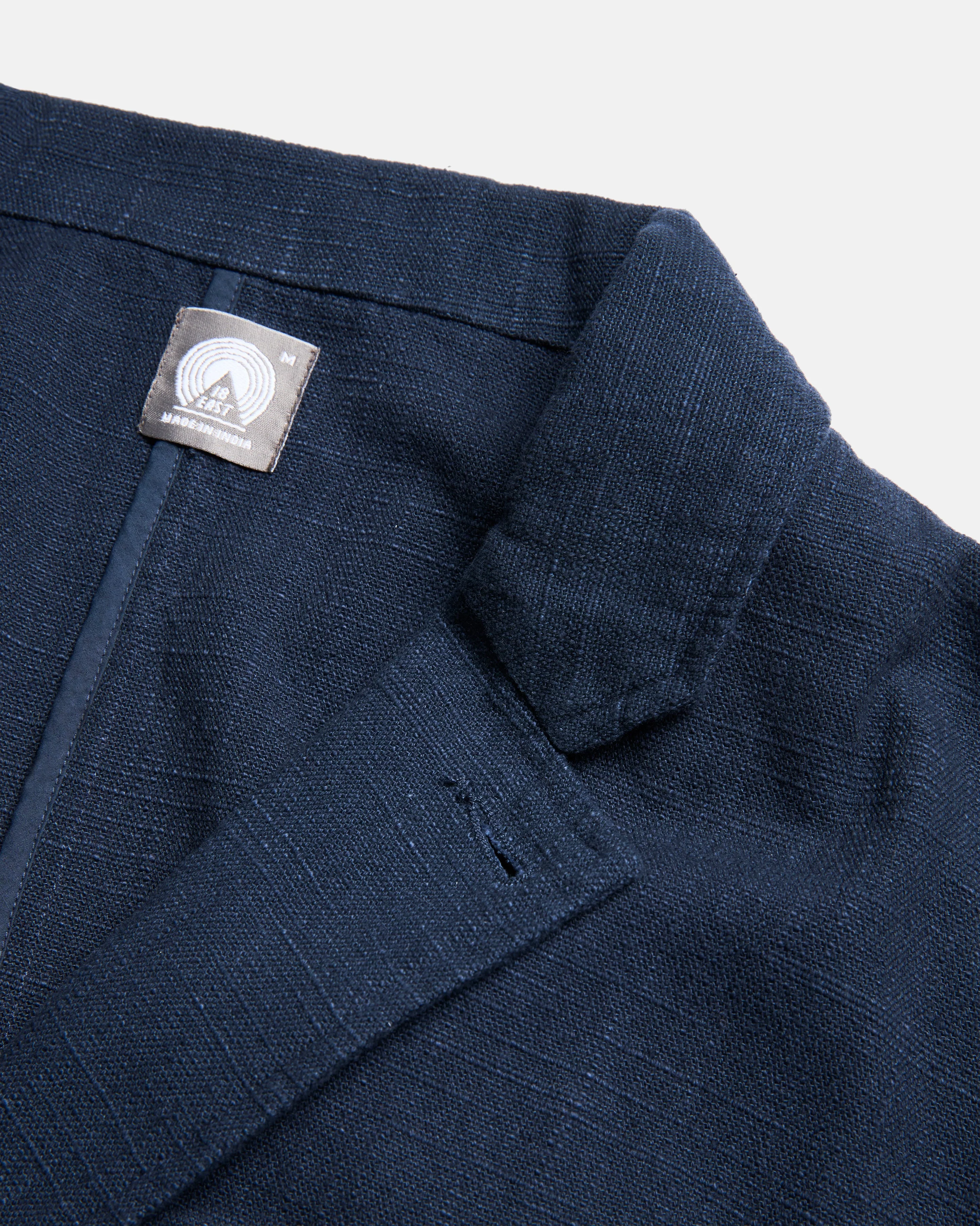 ASHEVILLE OVERSIZED BLAZER - WASHED NAVY COTTON THICK & THIN BASKETWEAVE - Image 3