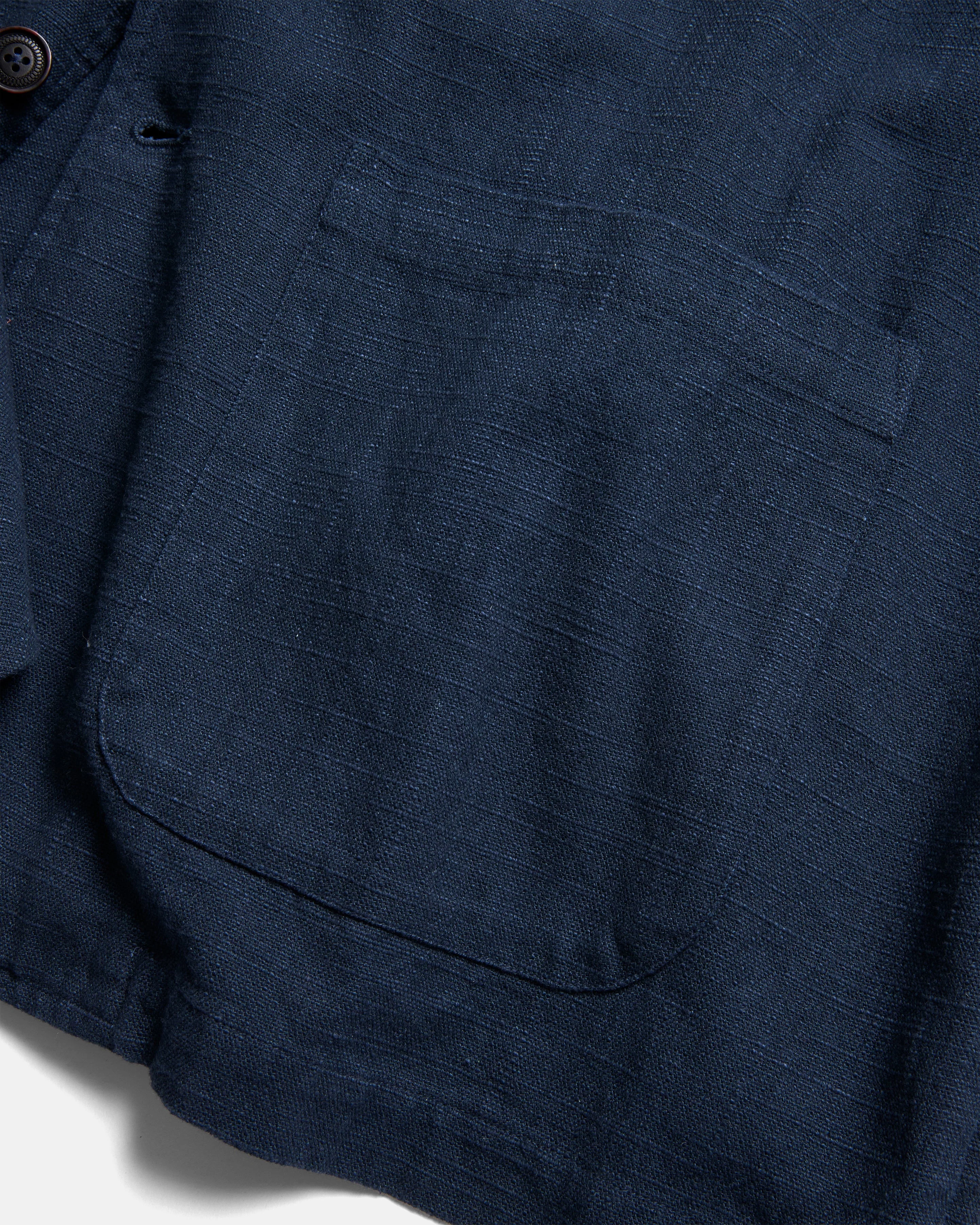 ASHEVILLE OVERSIZED BLAZER - WASHED NAVY COTTON THICK & THIN BASKETWEAVE - Image 5