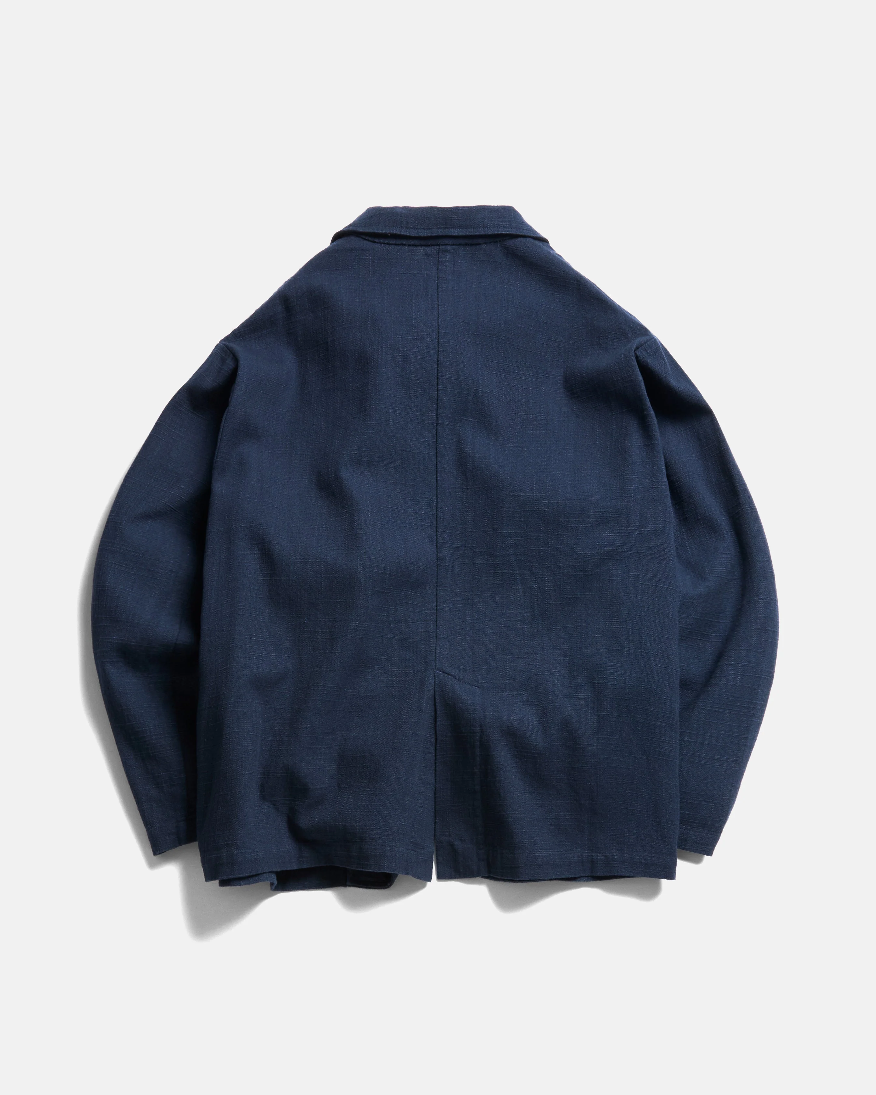 ASHEVILLE OVERSIZED BLAZER - WASHED NAVY COTTON THICK & THIN BASKETWEAVE - Image 6