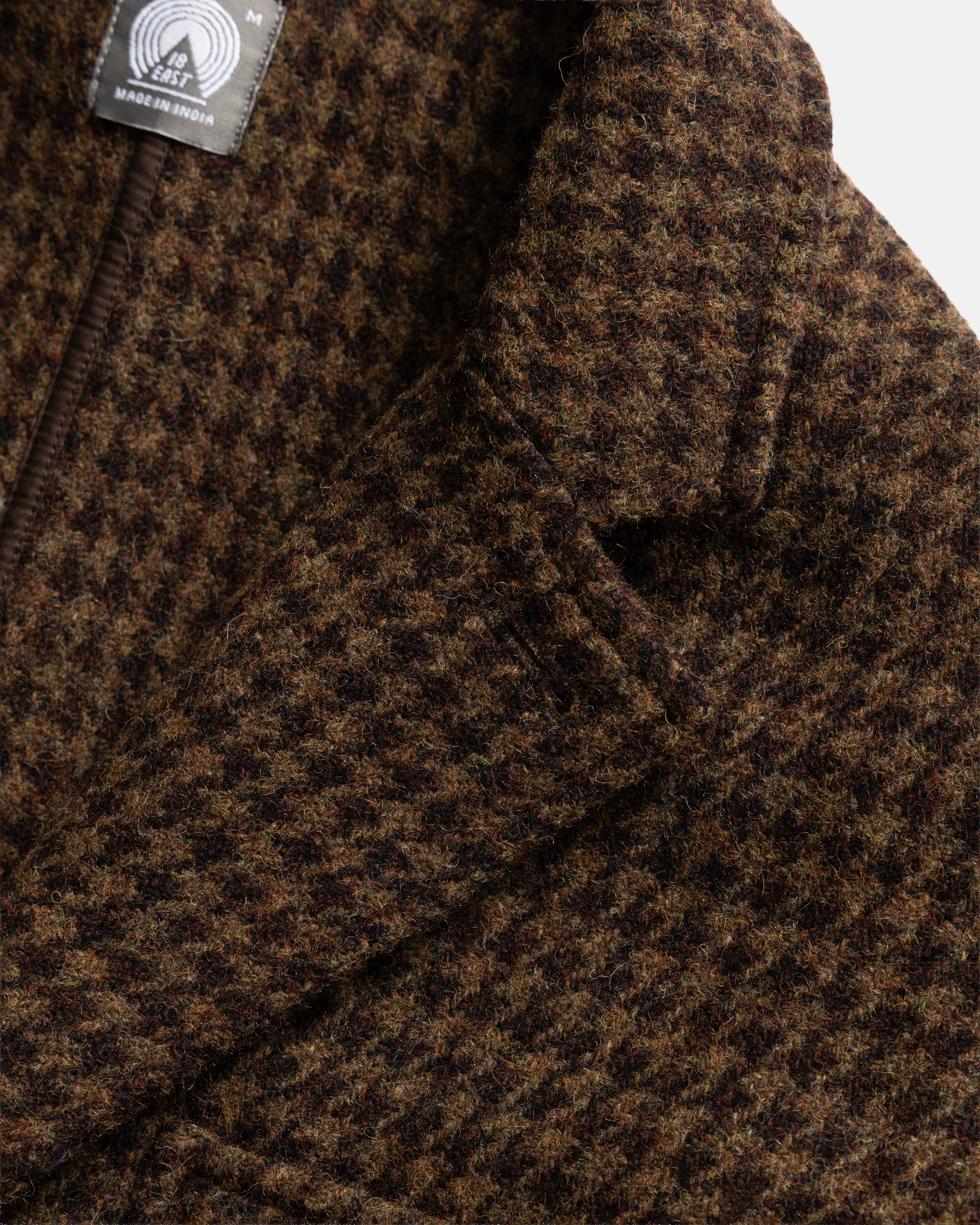 ASHEVILLE OVERSIZED BLAZER - OLIVE / FONDENTE BROWN WOOLEN HOUNDSTOOTH TWEED - Image 3