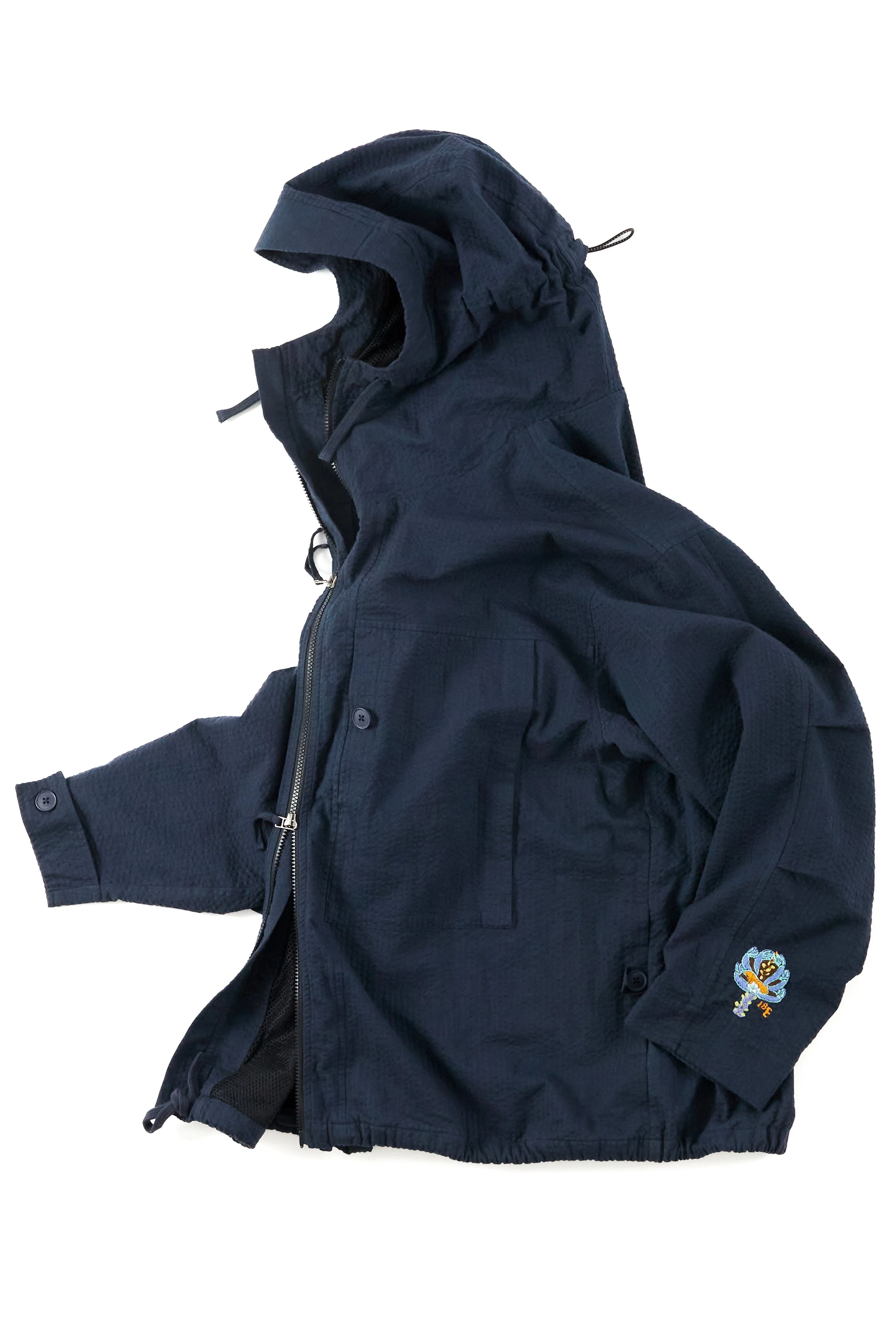 ATLAS HOODED WINDBREAKER - MIDNIGHT COTTON SEERSUCKER - Image 2