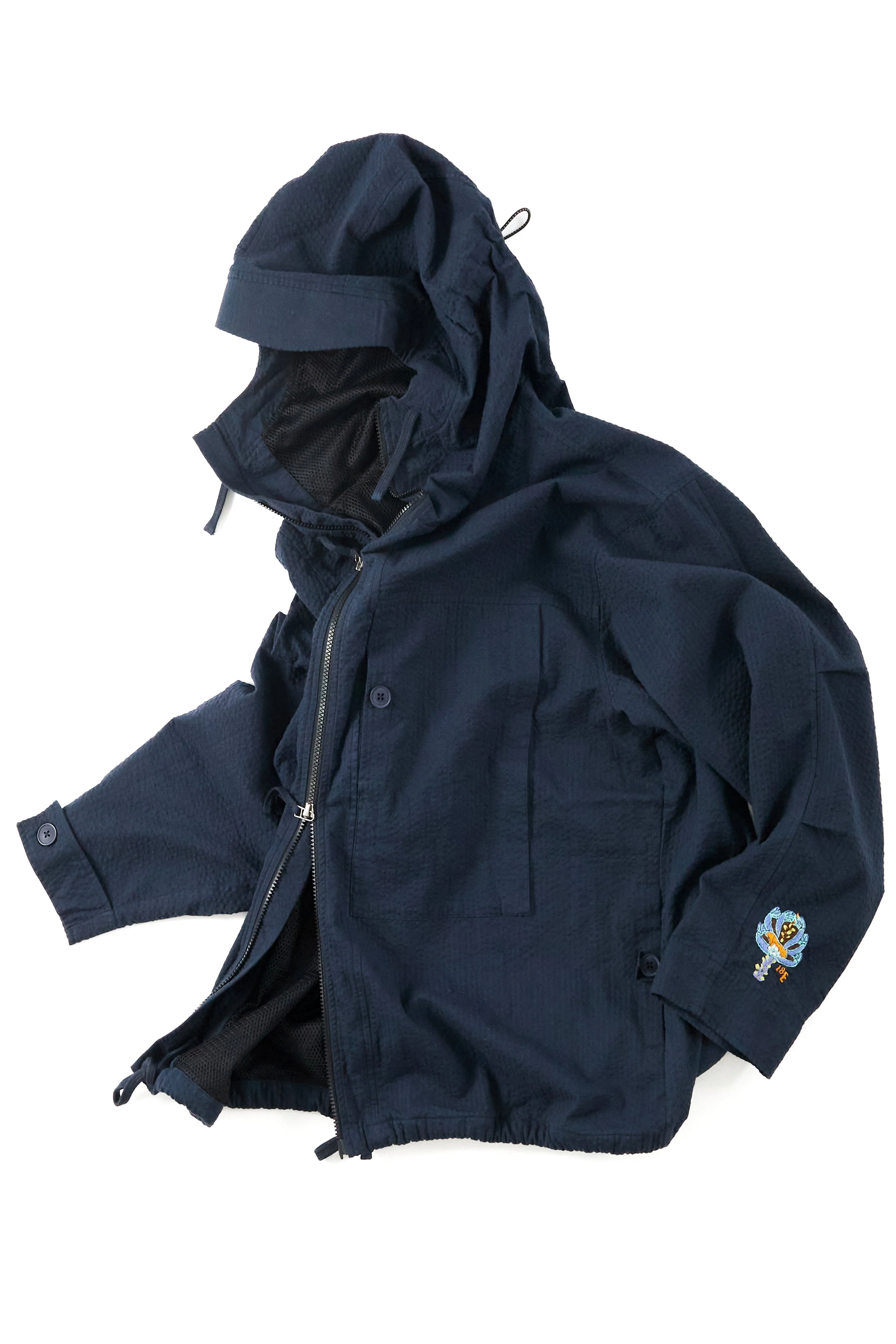 ATLAS HOODED WINDBREAKER - MIDNIGHT COTTON SEERSUCKER - Image 8
