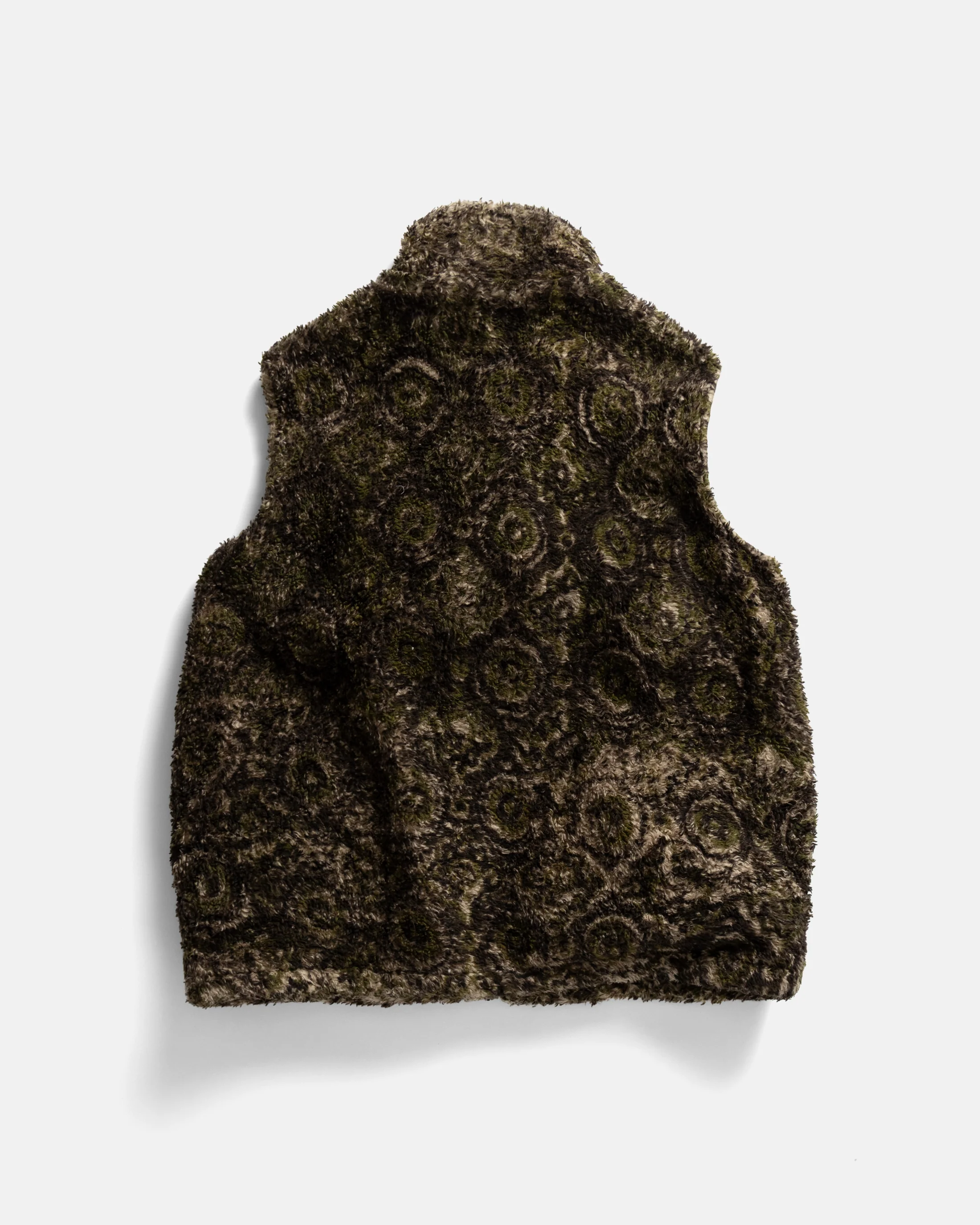 BANKS UTILITY FLEECE VEST- BLACK / ECRU / AGED OLIVE BLOCK PRINTED ORGANIC ORGANIC COTTON SHERPA - Image 12