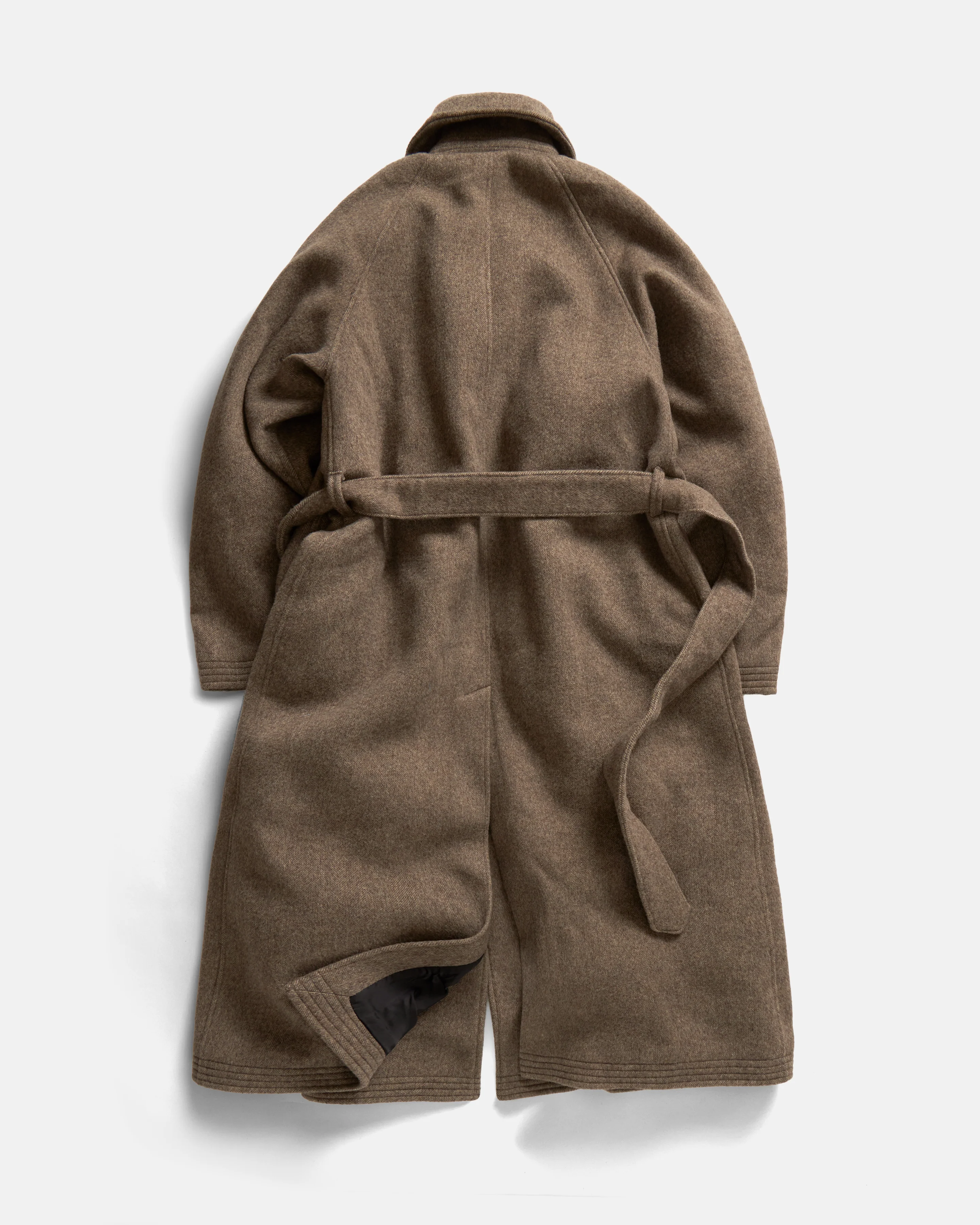 BELTED BRIDGE COAT - BRUSHED WOOLEN HERRINGBONE - Image 9