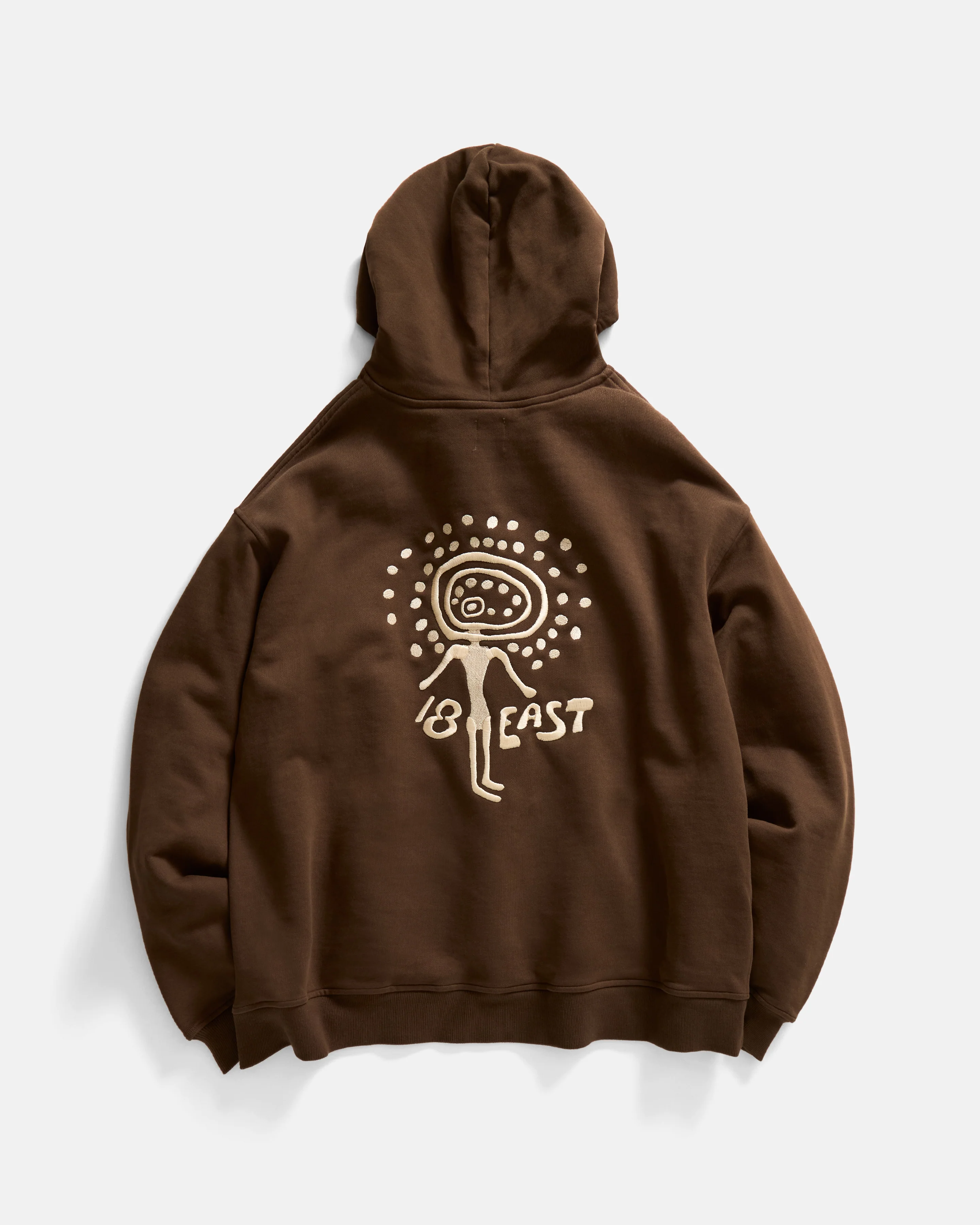 TROGGLE NOVIS HOODED SWEATSHIRT - FONDENTE BROWN / ECRU EMBROIDERED 19oz. ALL COTTON LOOPBACK TERRY FLEECE - Image 2