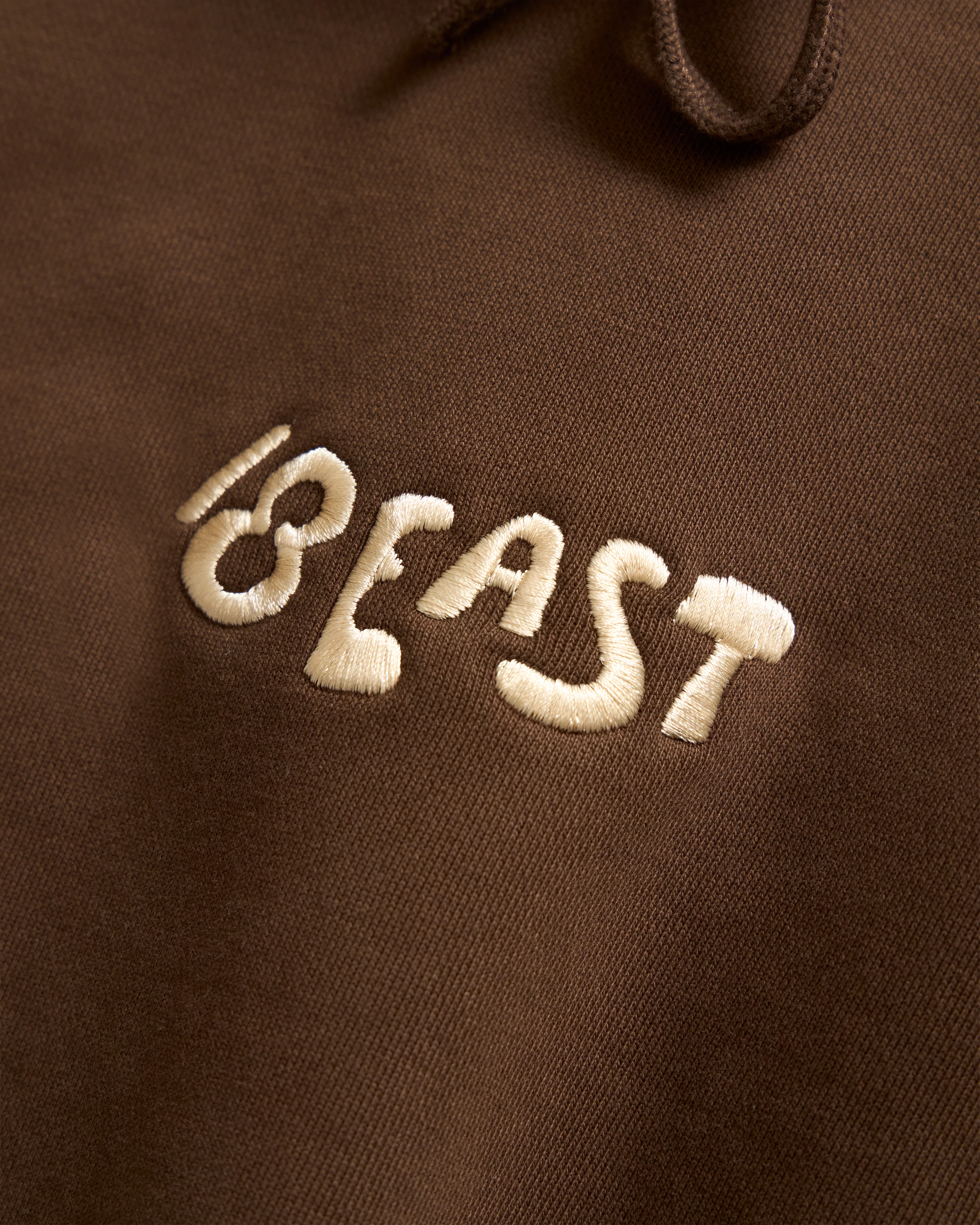 TROGGLE NOVIS HOODED SWEATSHIRT - FONDENTE BROWN / ECRU EMBROIDERED 19oz. ALL COTTON LOOPBACK TERRY FLEECE - Image 3