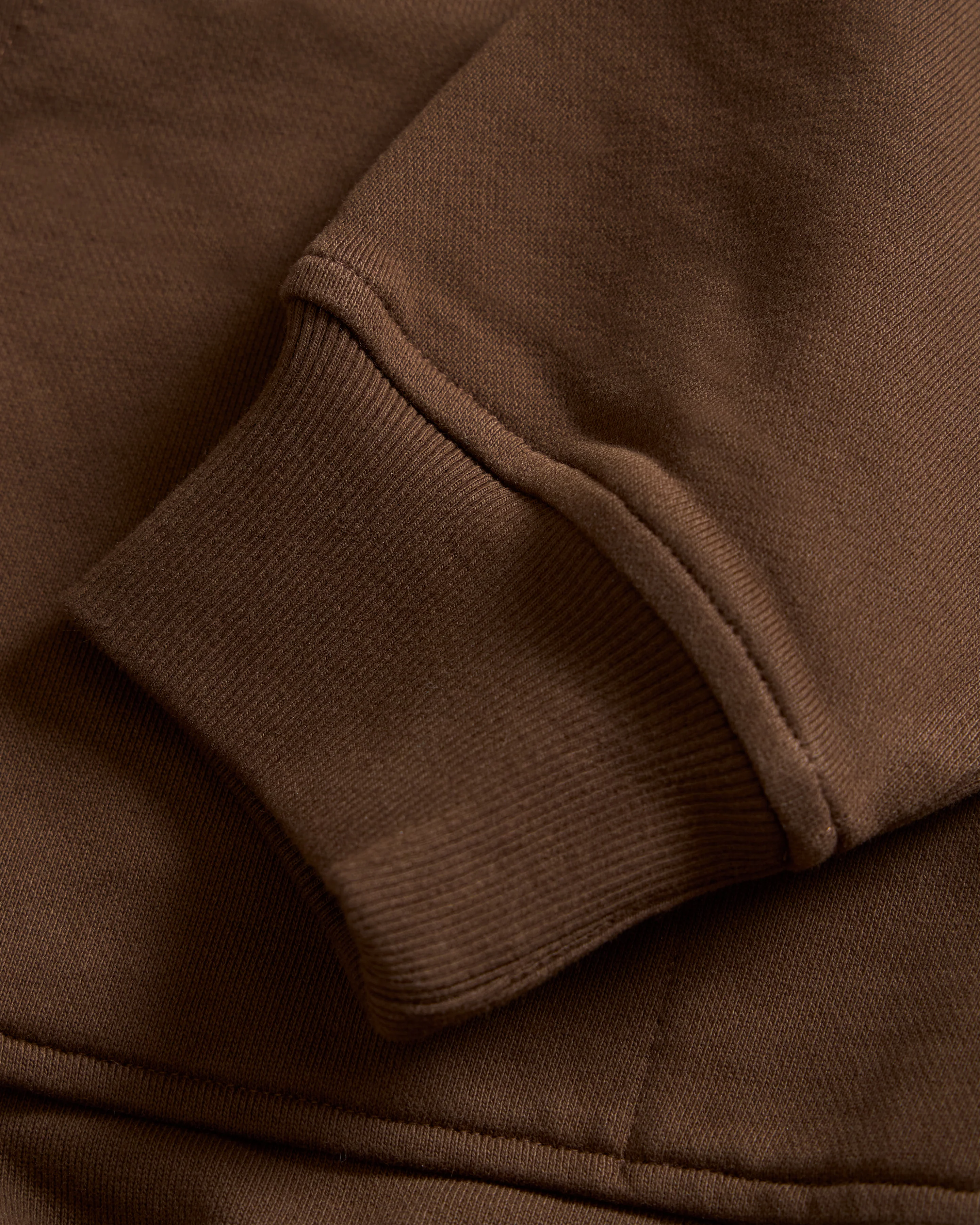 TROGGLE NOVIS HOODED SWEATSHIRT - FONDENTE BROWN / ECRU EMBROIDERED 19oz. ALL COTTON LOOPBACK TERRY FLEECE - Image 6