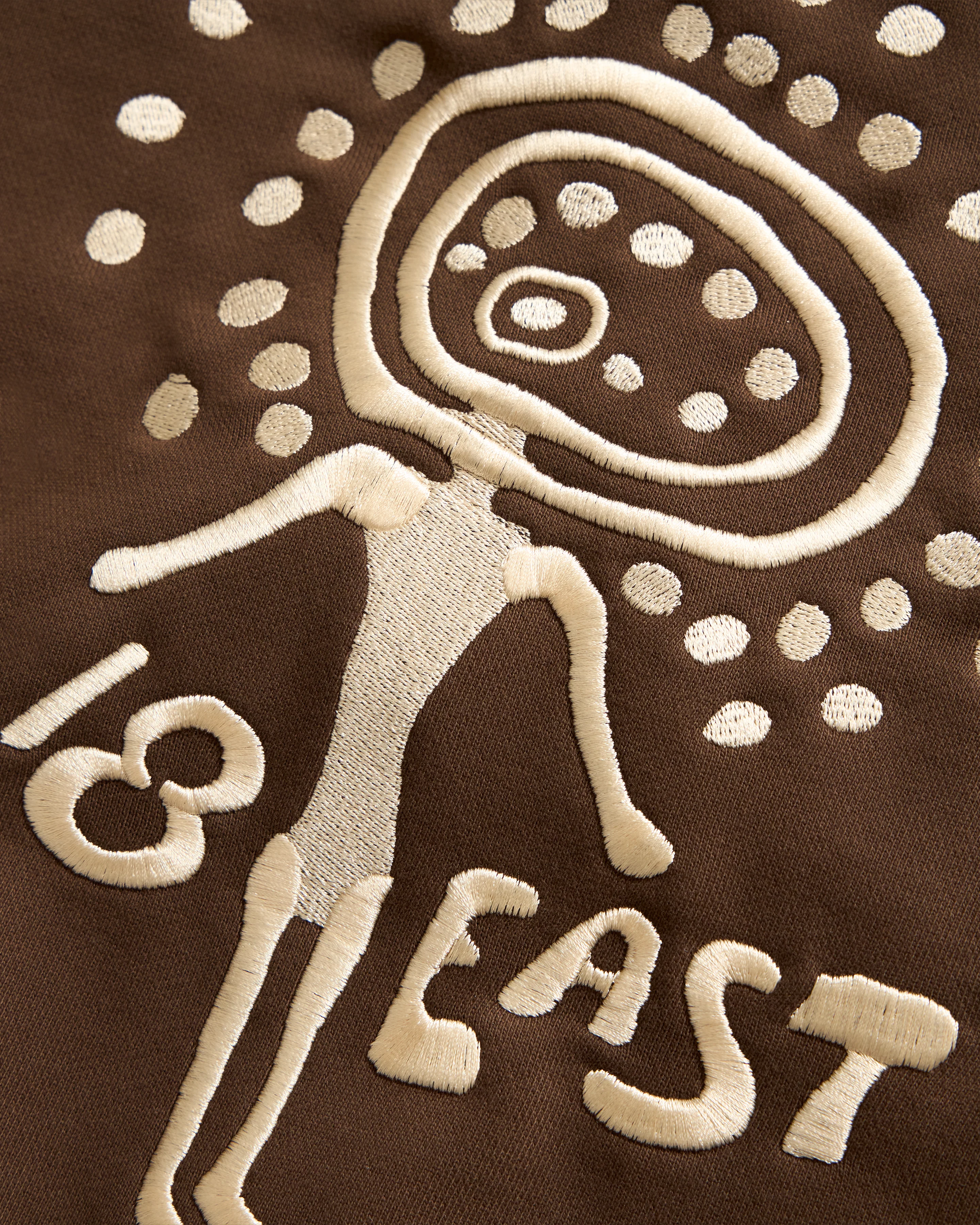 TROGGLE NOVIS HOODED SWEATSHIRT - FONDENTE BROWN / ECRU EMBROIDERED 19oz. ALL COTTON LOOPBACK TERRY FLEECE - Image 7