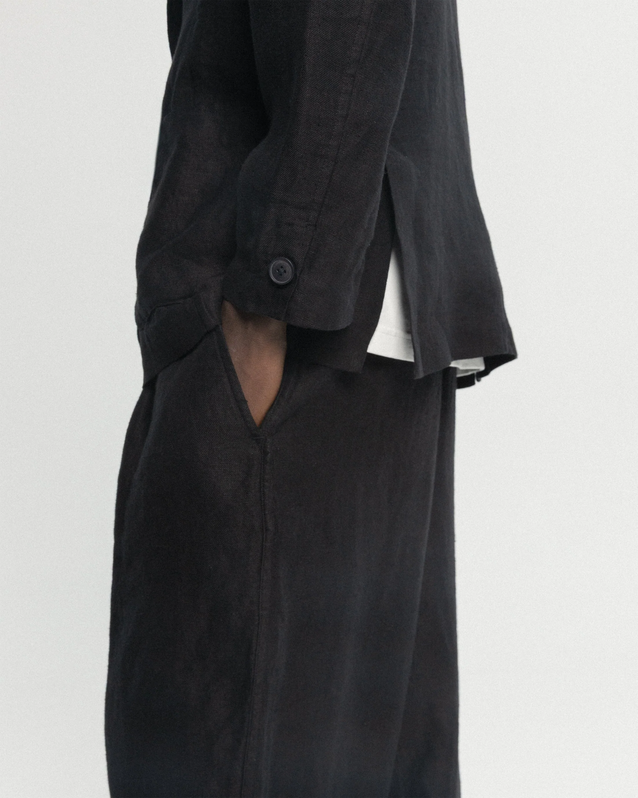 BRERA SINGLE BREASTED BLAZER - BLACK LINEN TWILL - Image 10