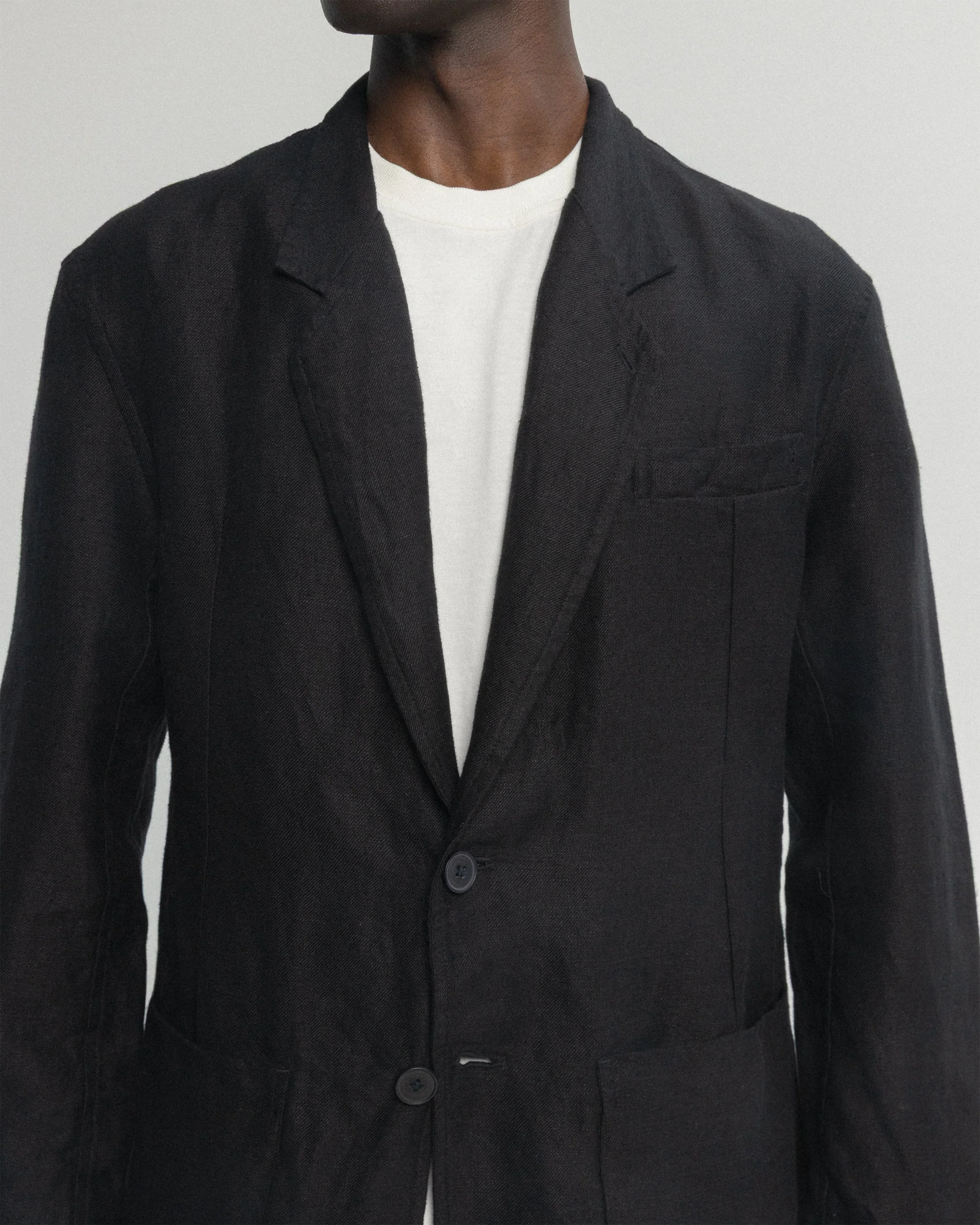 BRERA SINGLE BREASTED BLAZER - BLACK LINEN TWILL - Image 4