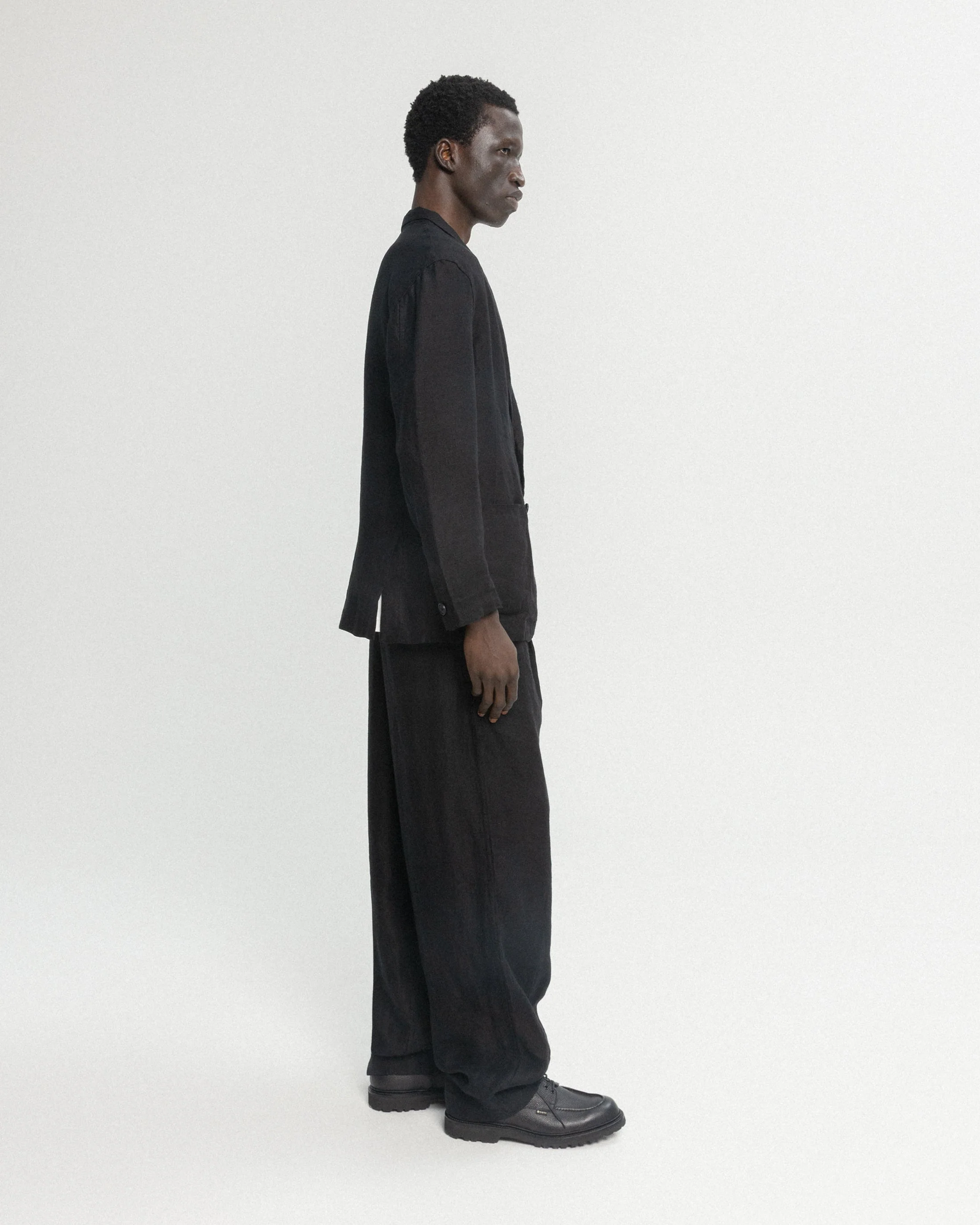 BRERA SINGLE BREASTED BLAZER - BLACK LINEN TWILL - Image 8