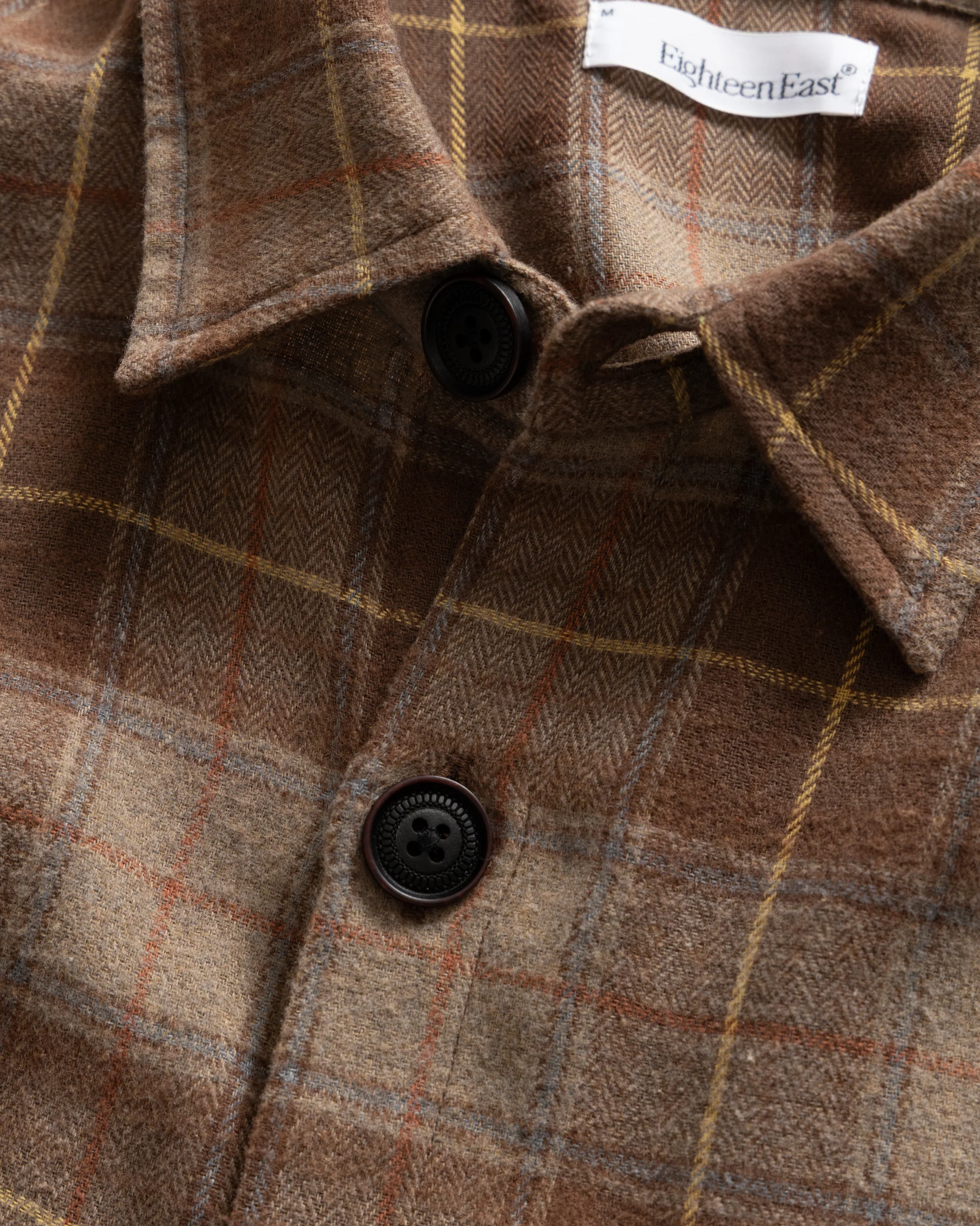 CALEB OVERSHIRT - FAWN / STAG BROWN / DUSTY RED / INDIGO / GOLDENRAY BRUSHED COTTON HERRINGBONE FLANNEL - Image 2