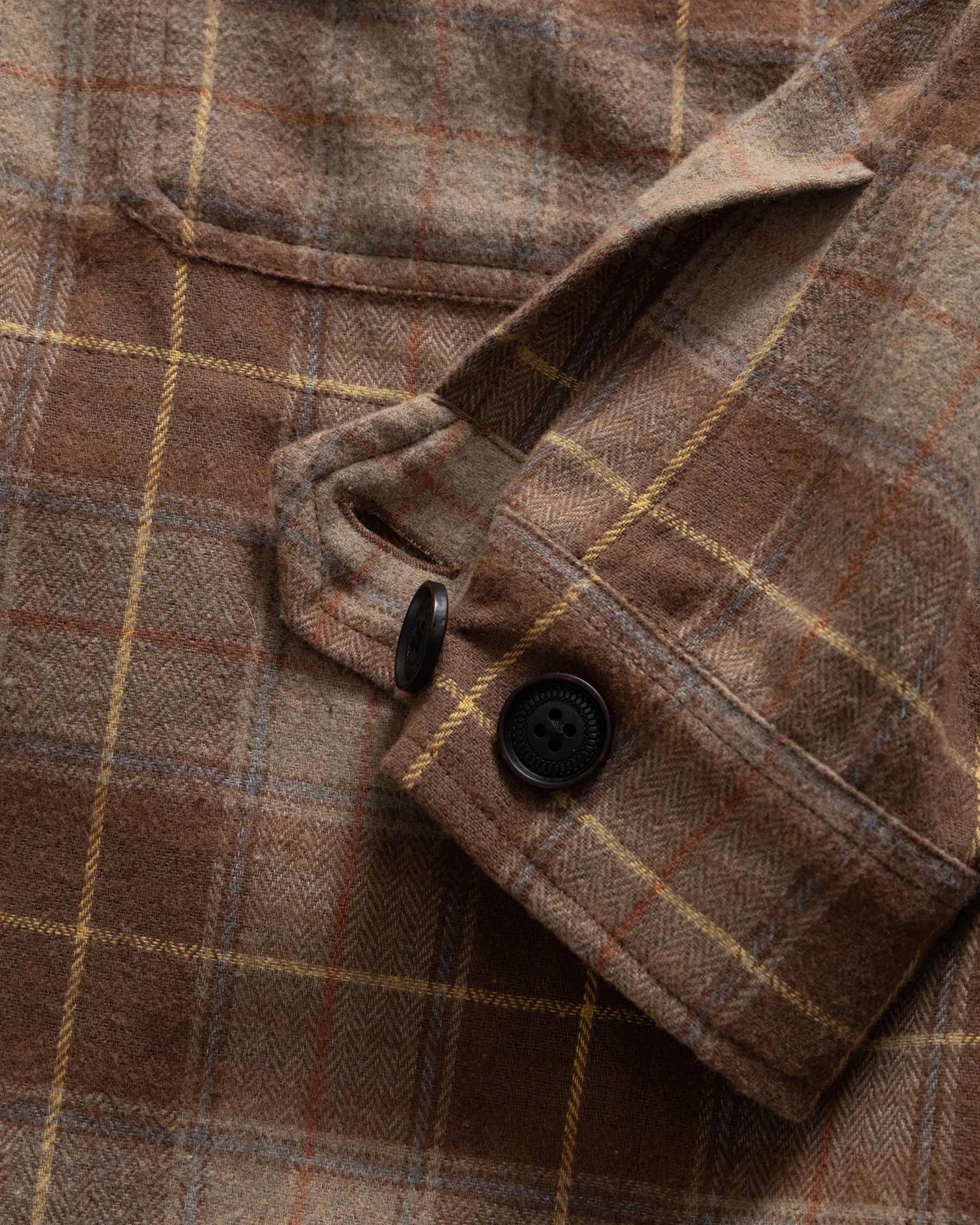 CALEB OVERSHIRT - FAWN / STAG BROWN / DUSTY RED / INDIGO / GOLDENRAY BRUSHED COTTON HERRINGBONE FLANNEL - Image 4
