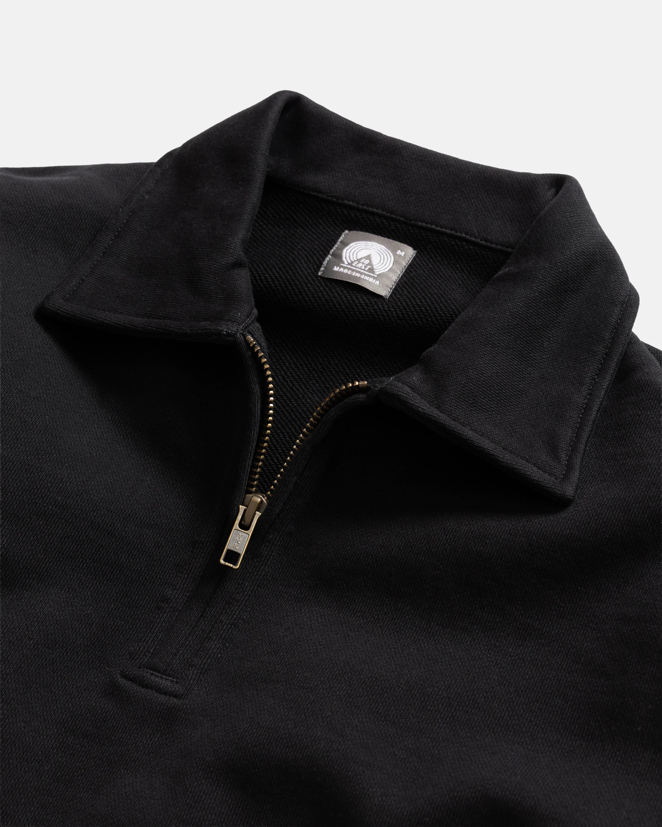 COLLAN ZIP COLLAR SWEATSHIRT - BLACK 19oz. ALL COTTON LOOPBACK TERRY FLEECE - Image 2