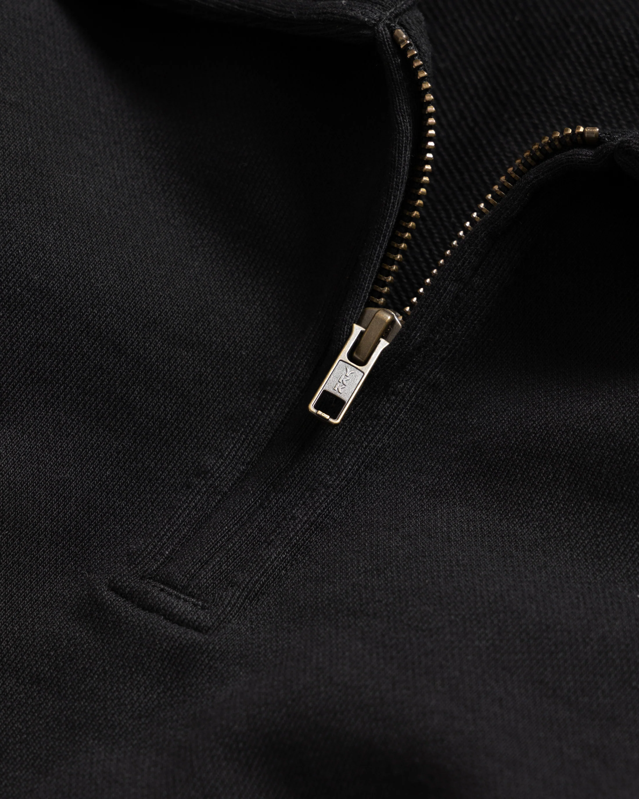 COLLAN ZIP COLLAR SWEATSHIRT - BLACK 19oz. ALL COTTON LOOPBACK TERRY FLEECE - Image 3