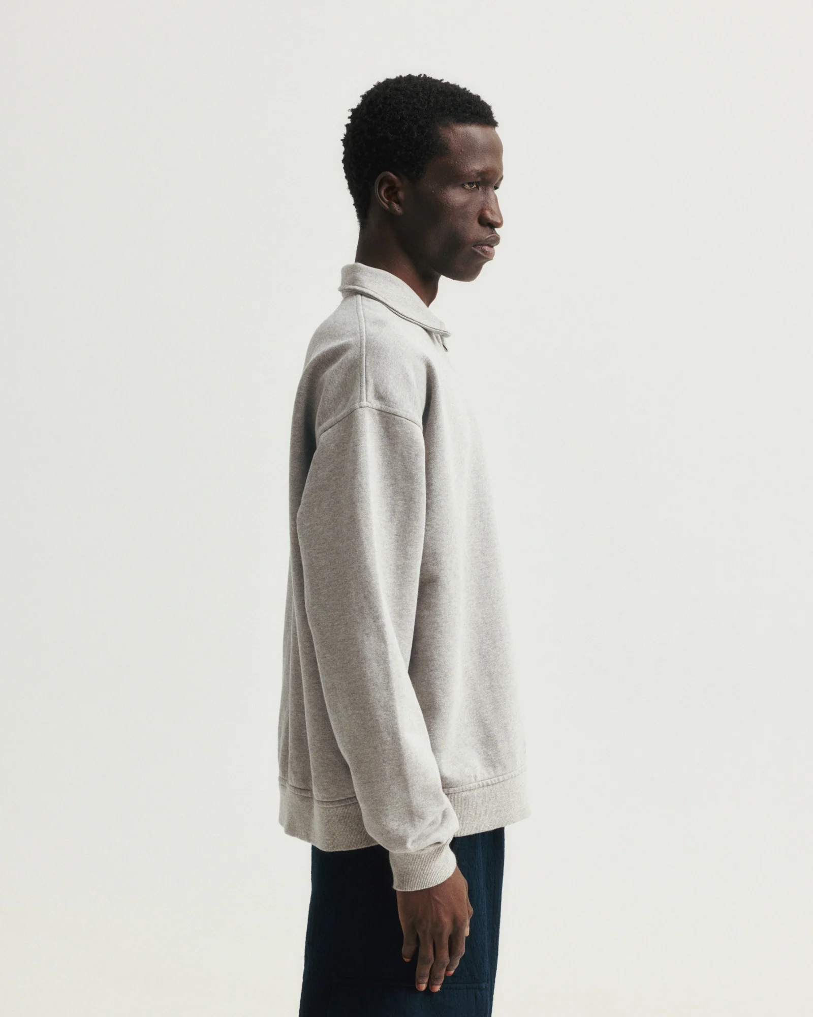 COLLAN ZIP COLLAR SWEATSHIRT - PRACTICE HEATHER 19oz. ALL COTTON LOOPBACK TERRY FLEECE - Image 6