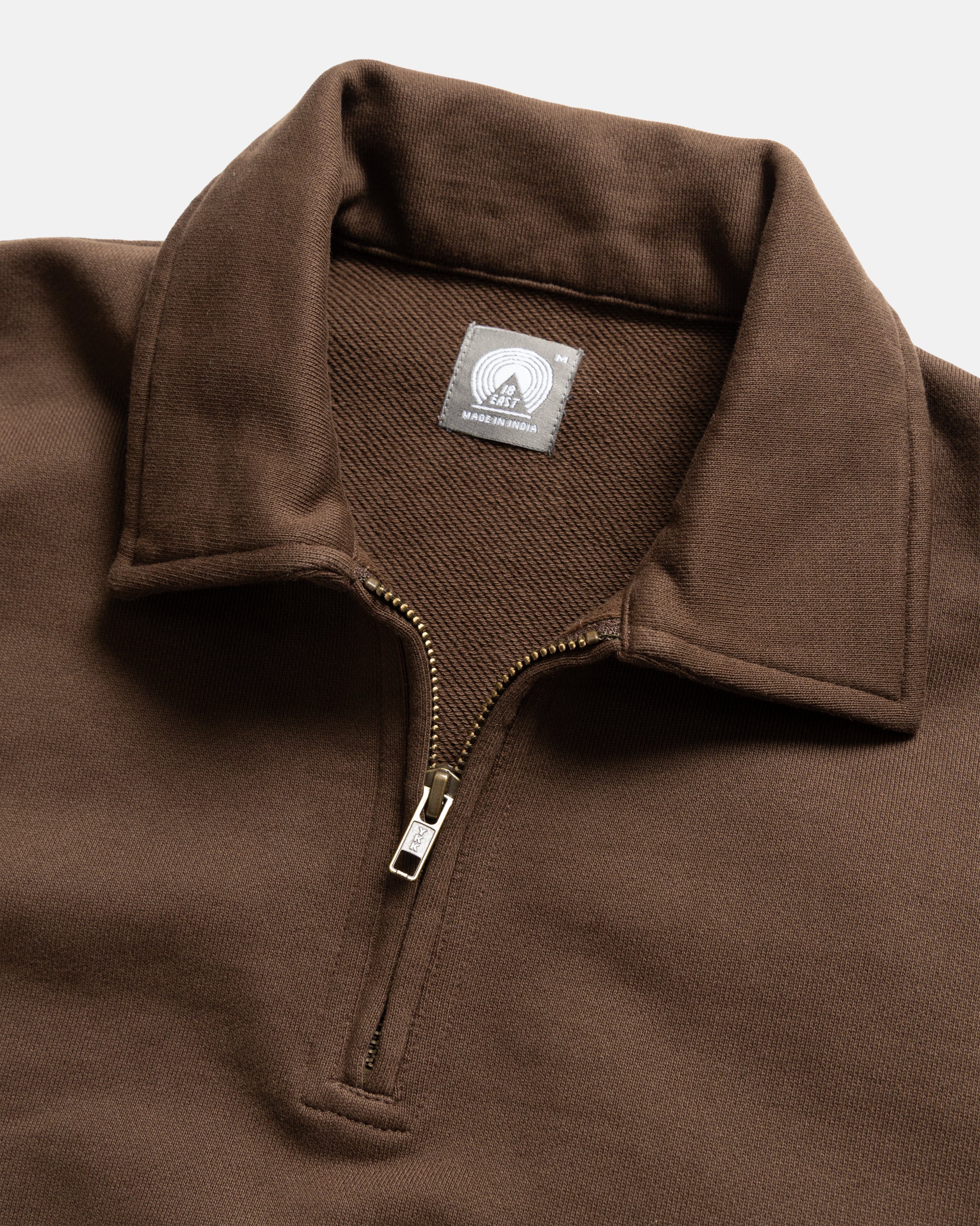 COLLAN ZIP COLLAR SWEATSHIRT - FONDENTE BROWN 19oz. ALL COTTON LOOPBACK TERRY FLEECE - Image 3