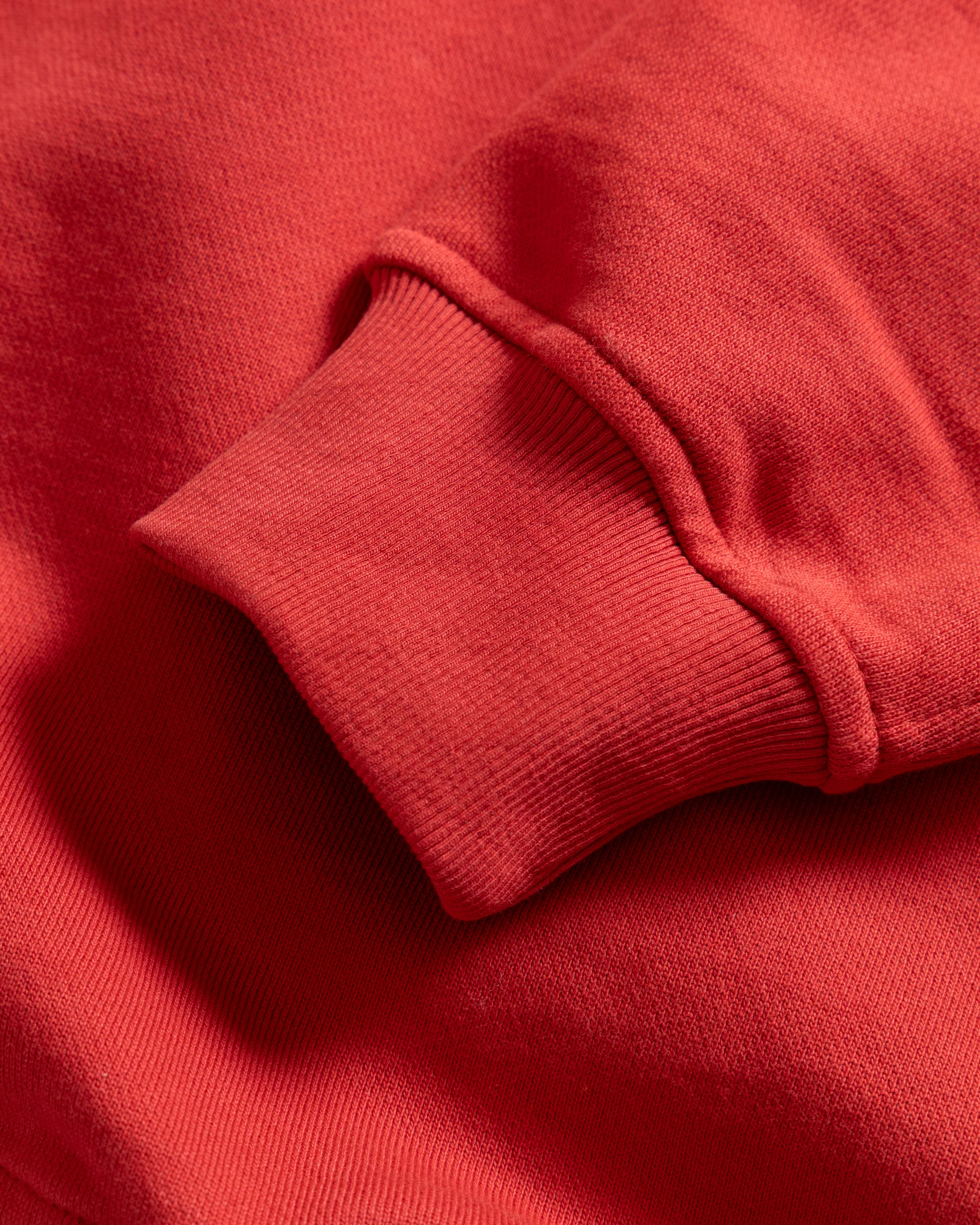 COLLAN ZIP COLLARED SWEATSHIRT - FADED RED 19oz. ALL COTTON LOOPBACK TERRY FLEECE - Image 3