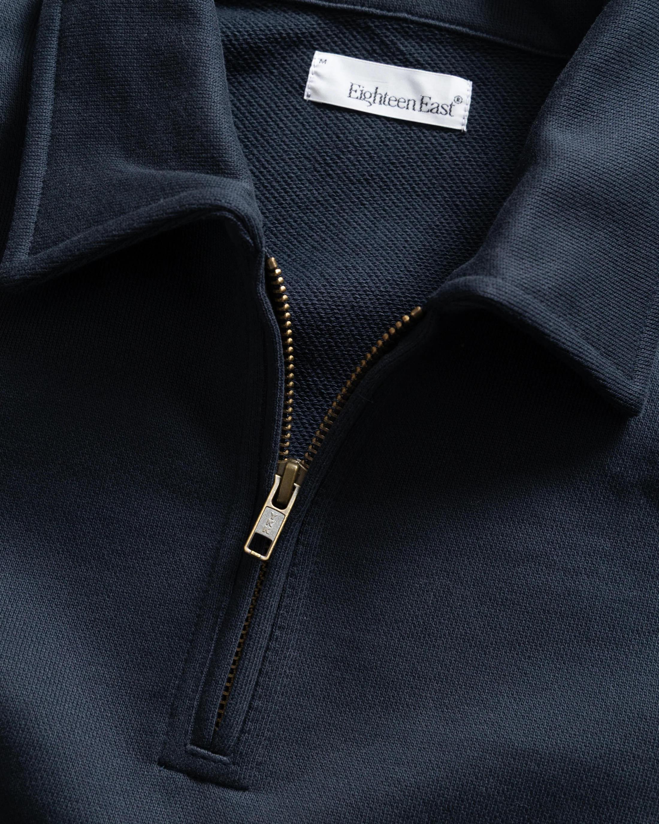 COLLAN ZIP COLLARED SWEATSHIRT - NAVY 19oz. ALL COTTON LOOPBACK TERRY FLEECE - Image 2
