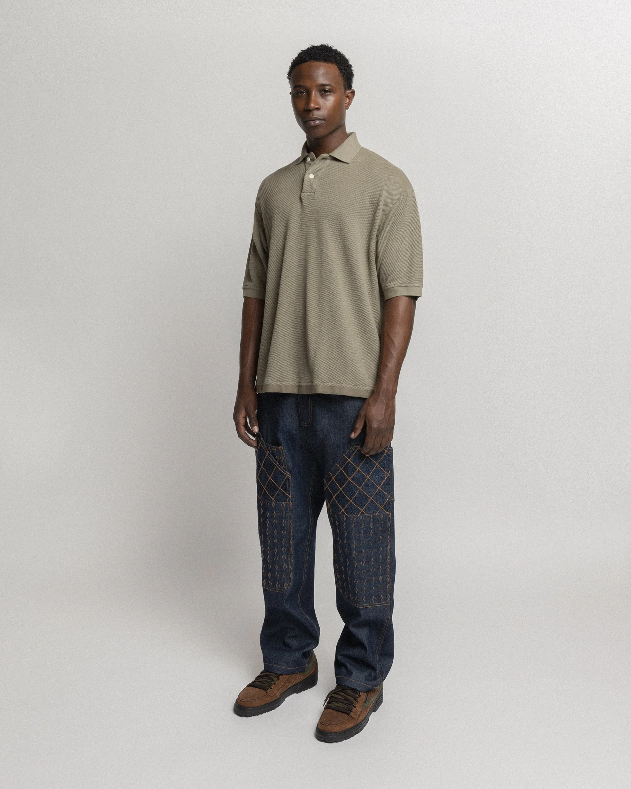 COTTAGE SS GIANT POLO - AGED SAGE COTTON PIQUE - Image 3