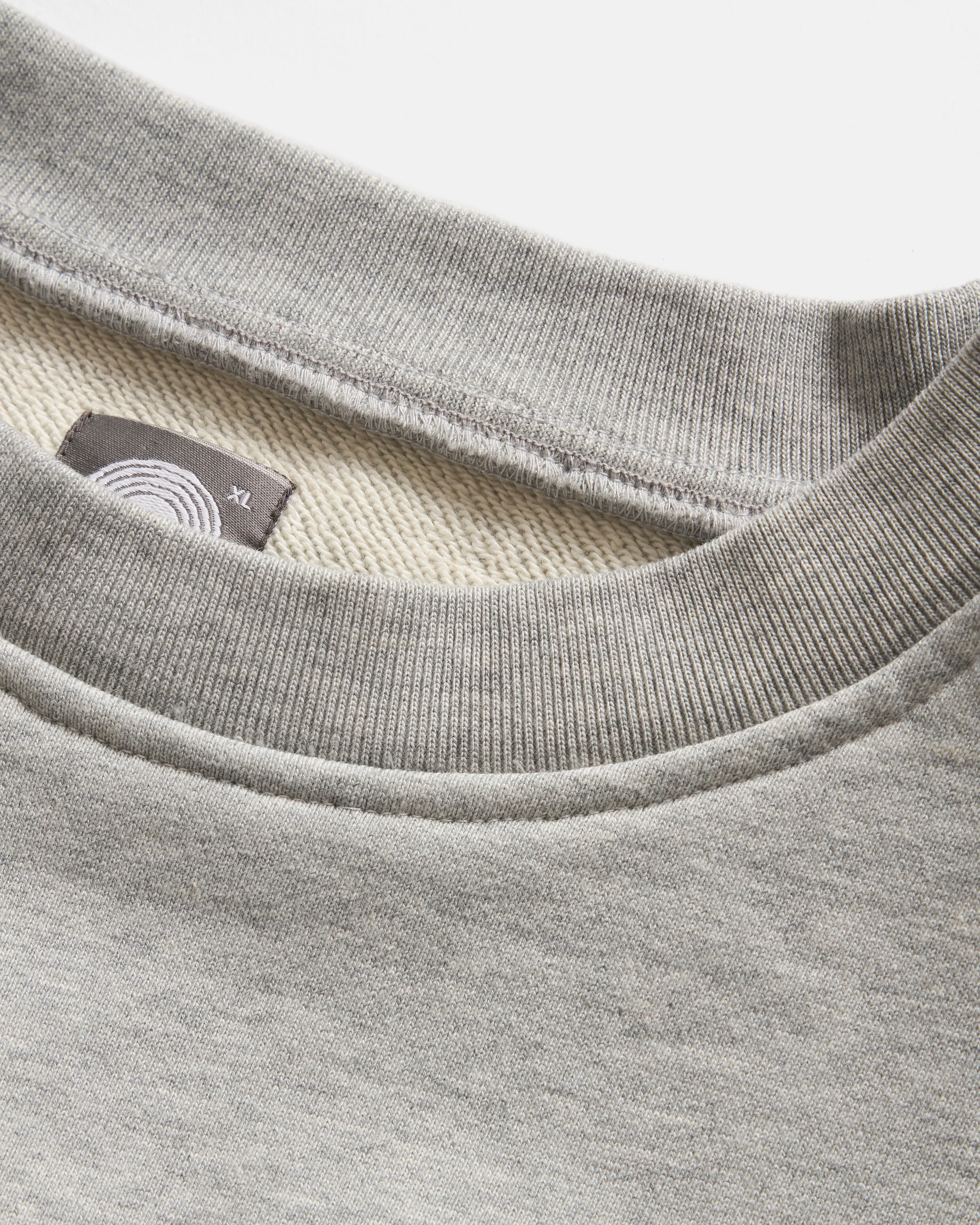 GLOBAL SERIF EMBROIDERED CREWNECK SWEATSHIRT - GYM HEATHER ALL COTTON LOOPBACK TERRY FLEECE - Image 2