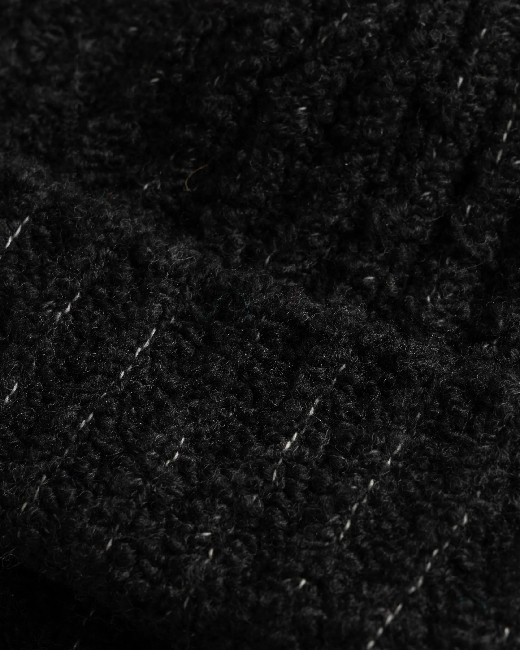 ENGLISH RIB CUFFED BEANIE - FADED BLACK HANDLOOM TWISTED MERINO BOUCLE - Image 3