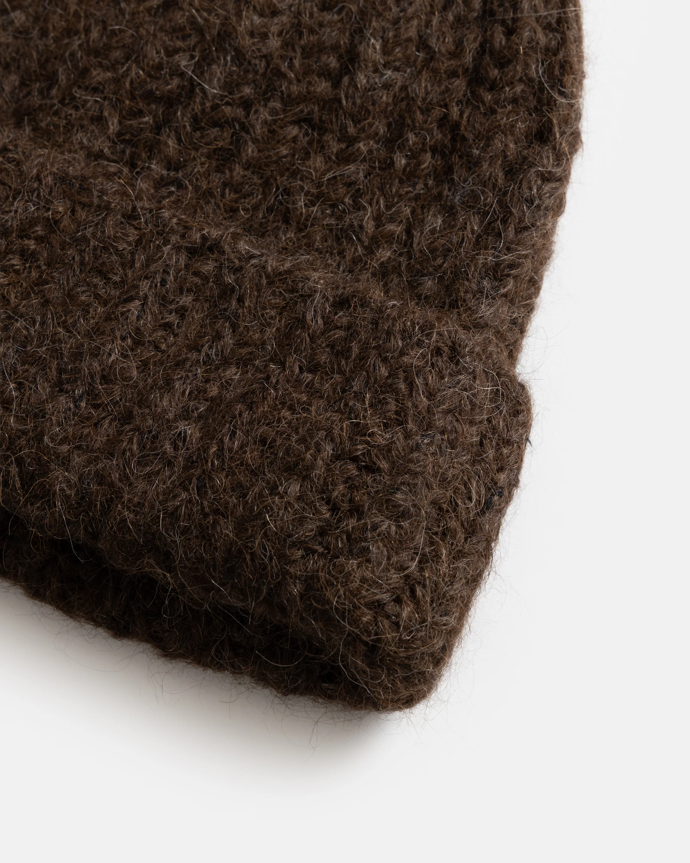ENGLISH RIB CUFFED BEANIE - CIOCCOLATO BROWN MELANGE HANDLOOM BRUSHED BABY ALPACA - Image 3