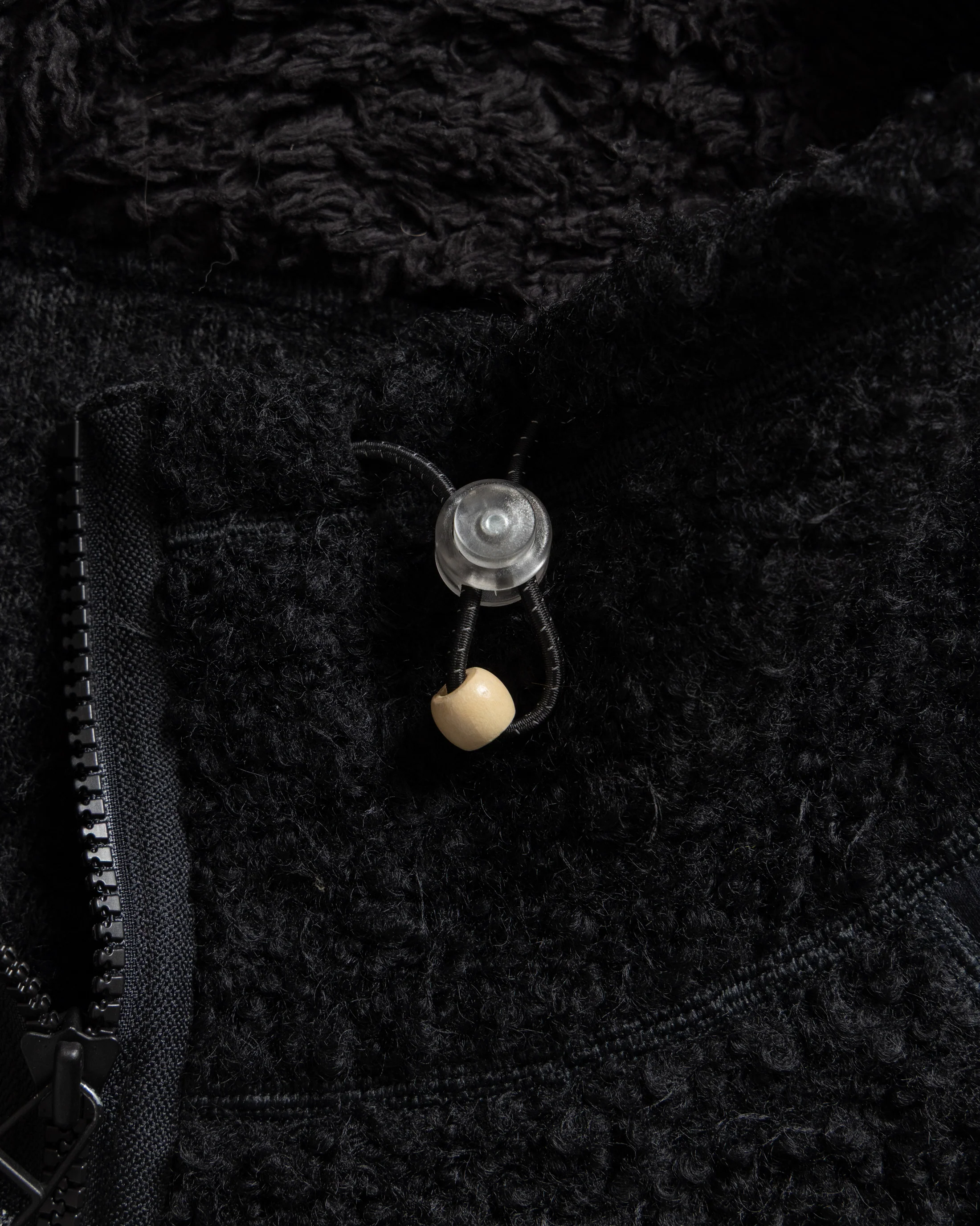 EAST STUDIES MS-110 ESCEP JACKET - ELFIN SADDLE "FOHAIR" BLENDED WOOLEN BOUCLÉ / WASHED BLACK RIPSTOP COTTON - Image 3
